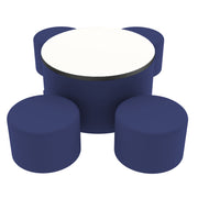 Pro Series Dry-Erase Round Ottoman Table with Round 12" H Seating, 5-Piece Set - Navy/Whiteboard