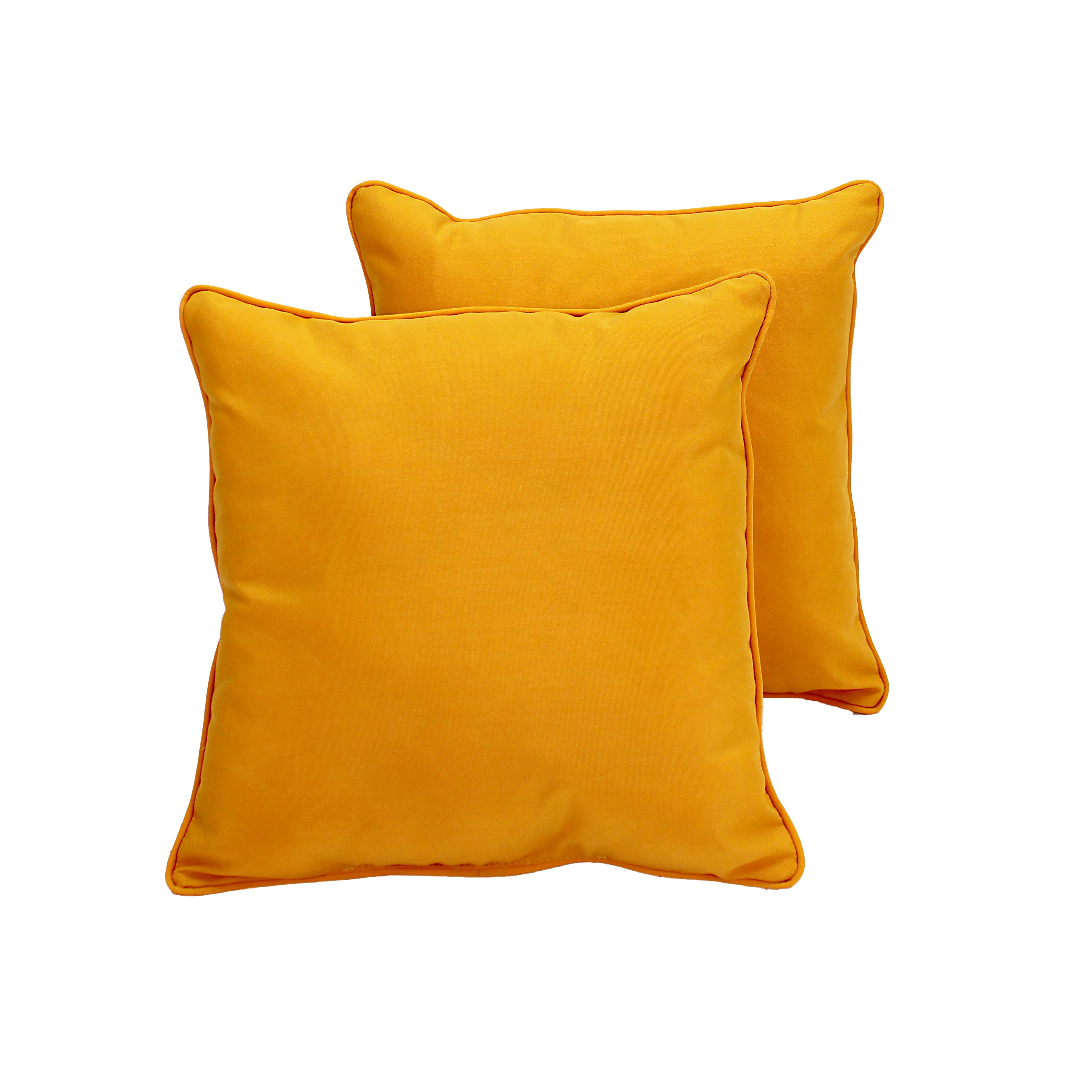 Presidio 15" x 15" Square Indoor/Outdoor Pillow with Piping, 2-Piece - Marigold