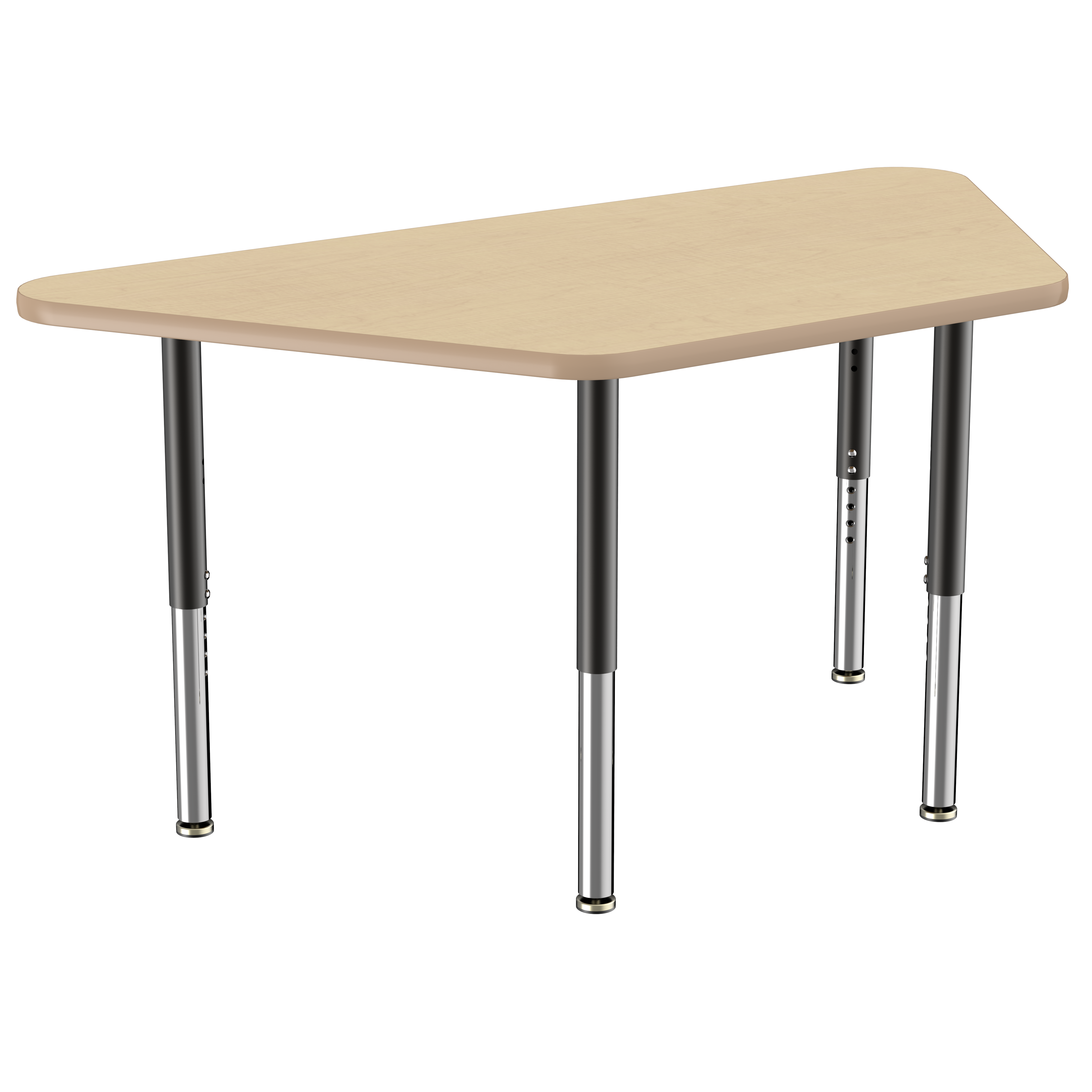 30" x 60" Trapezoid T-Molding Activity Table with Adjustable Super Legs - Maple/Maple/Black