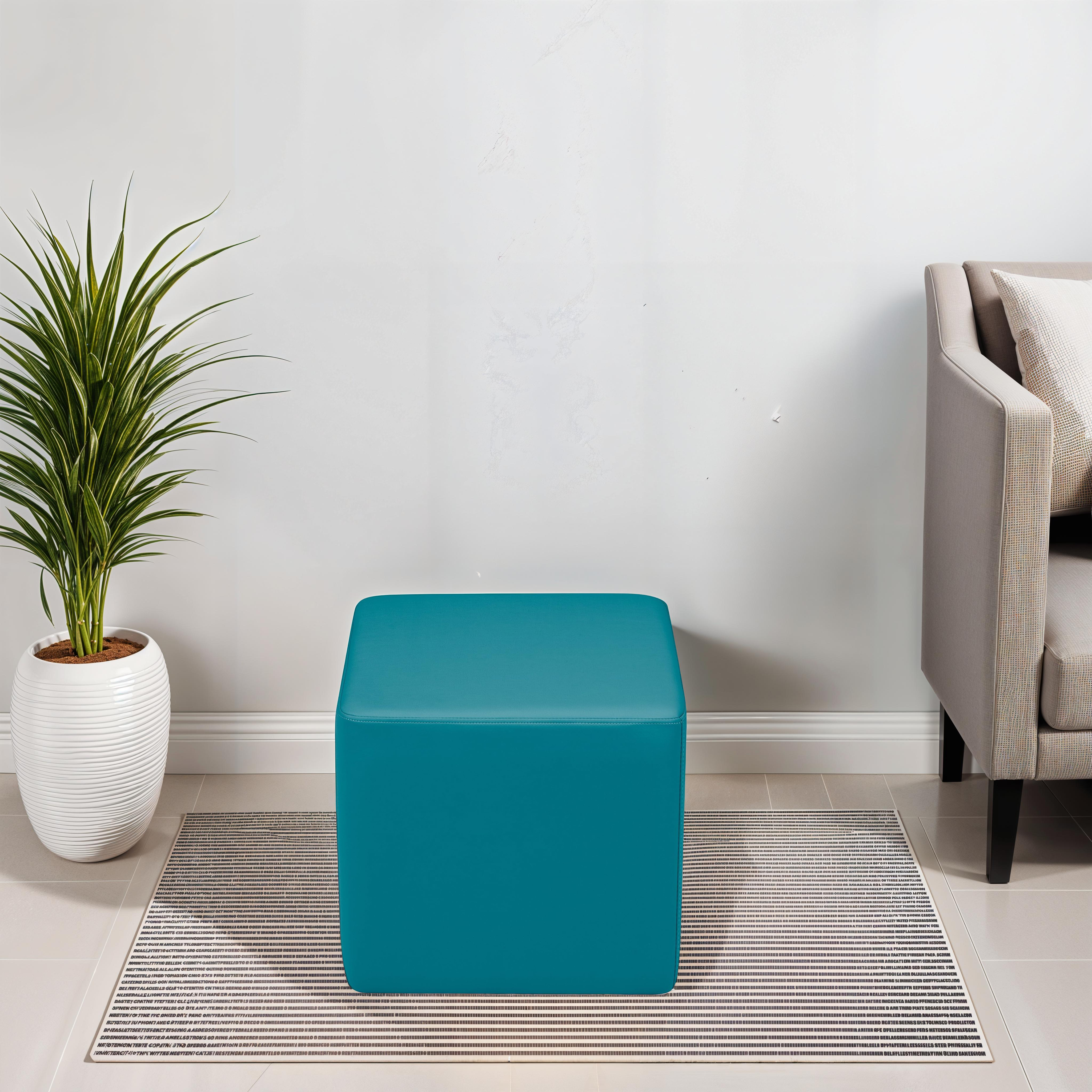 Pro Series Upholstered Square Ottoman 18" Height - Teal