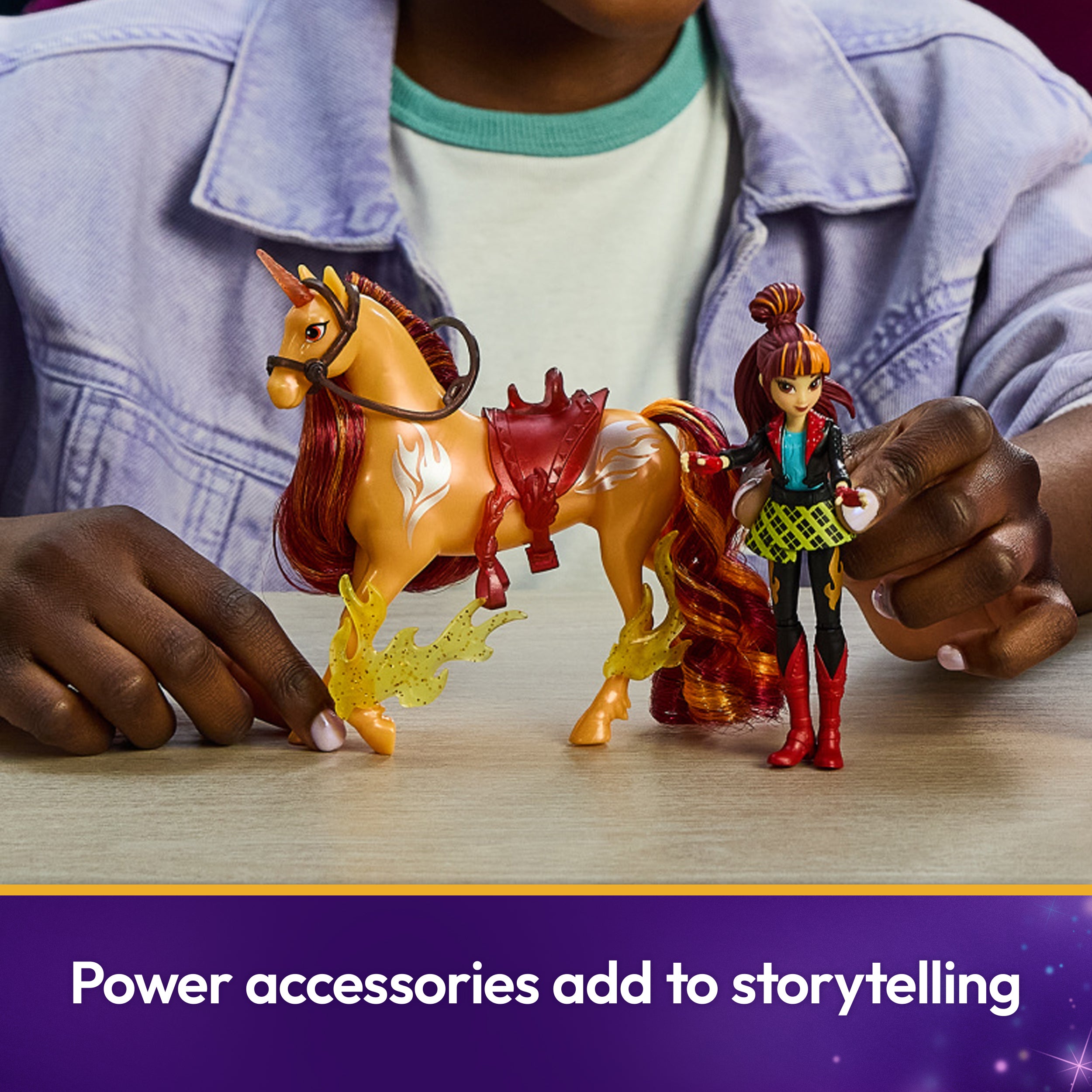 Unicorn Academy, Valentina & Cinder Power of Friendship Set, Translucent Saddle & 2 Power Accessories, Dolls & Unicorn Toys for Girls Ages 4 and up