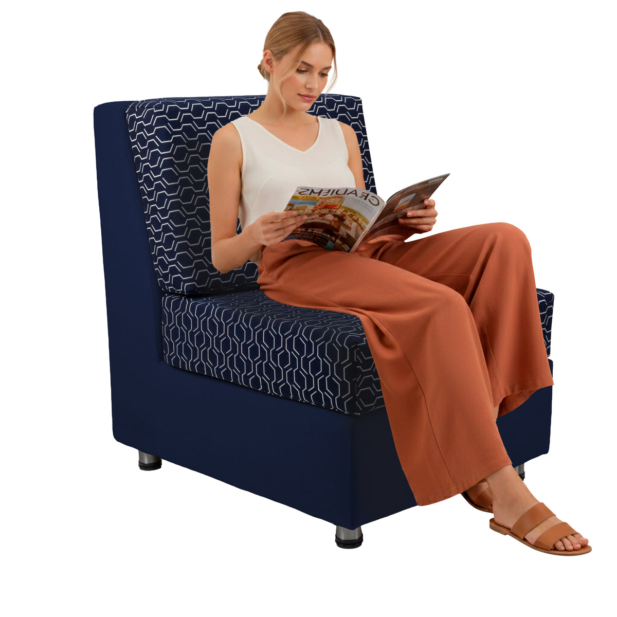 Outdoor Armless Chair with Sunbrella - Adaptation Indigo/Canvas Navy