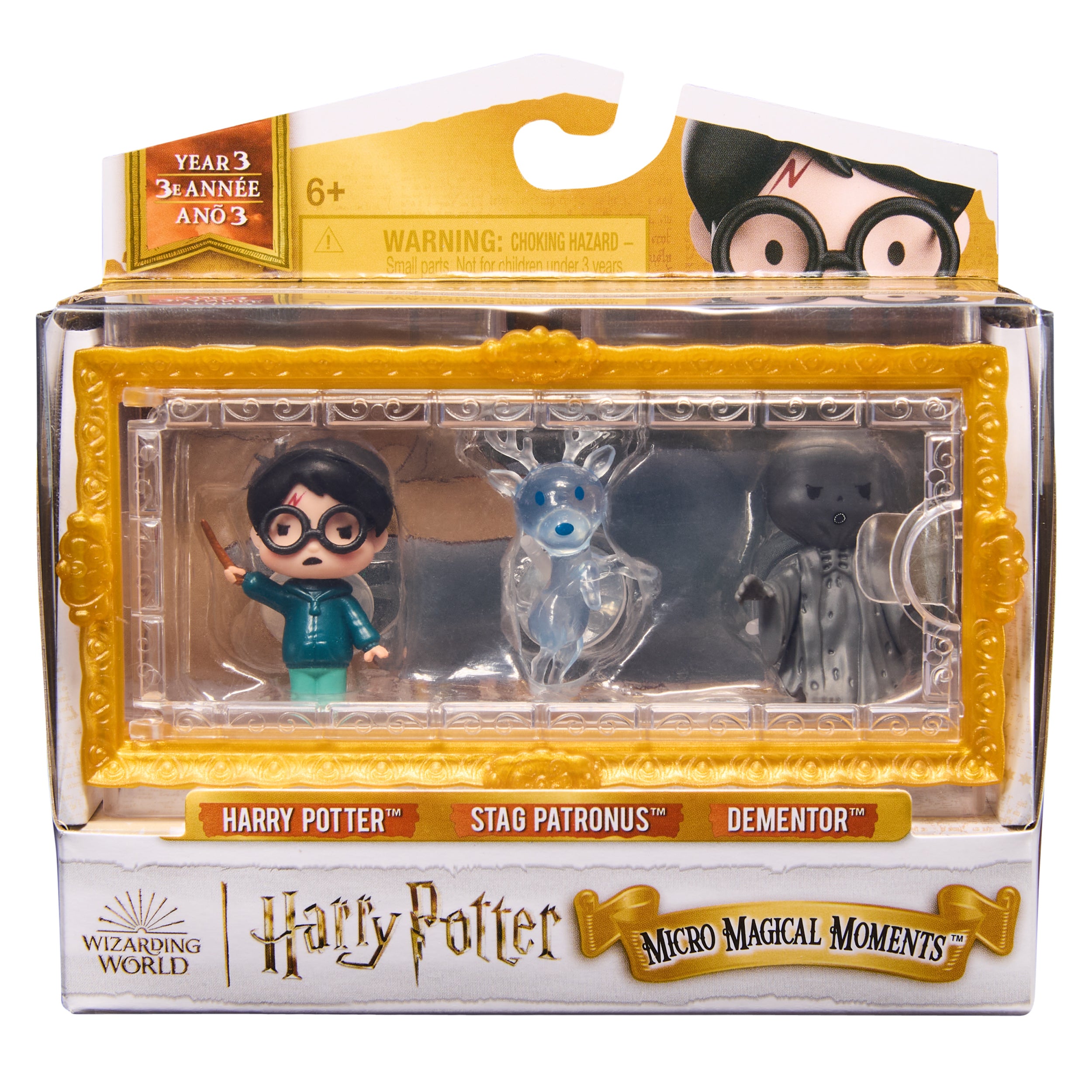 Wizarding World Harry Potter, Micro Magical Moments Year 3 Figure Set with Harry, Stag Patronus, Dementor & Display Case, Kids Toys for Ages 6 and up