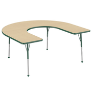 60" x 66" Horseshoe T-Molding Activity Table with Adjustable Standard Ball Glide Legs - Maple/Green