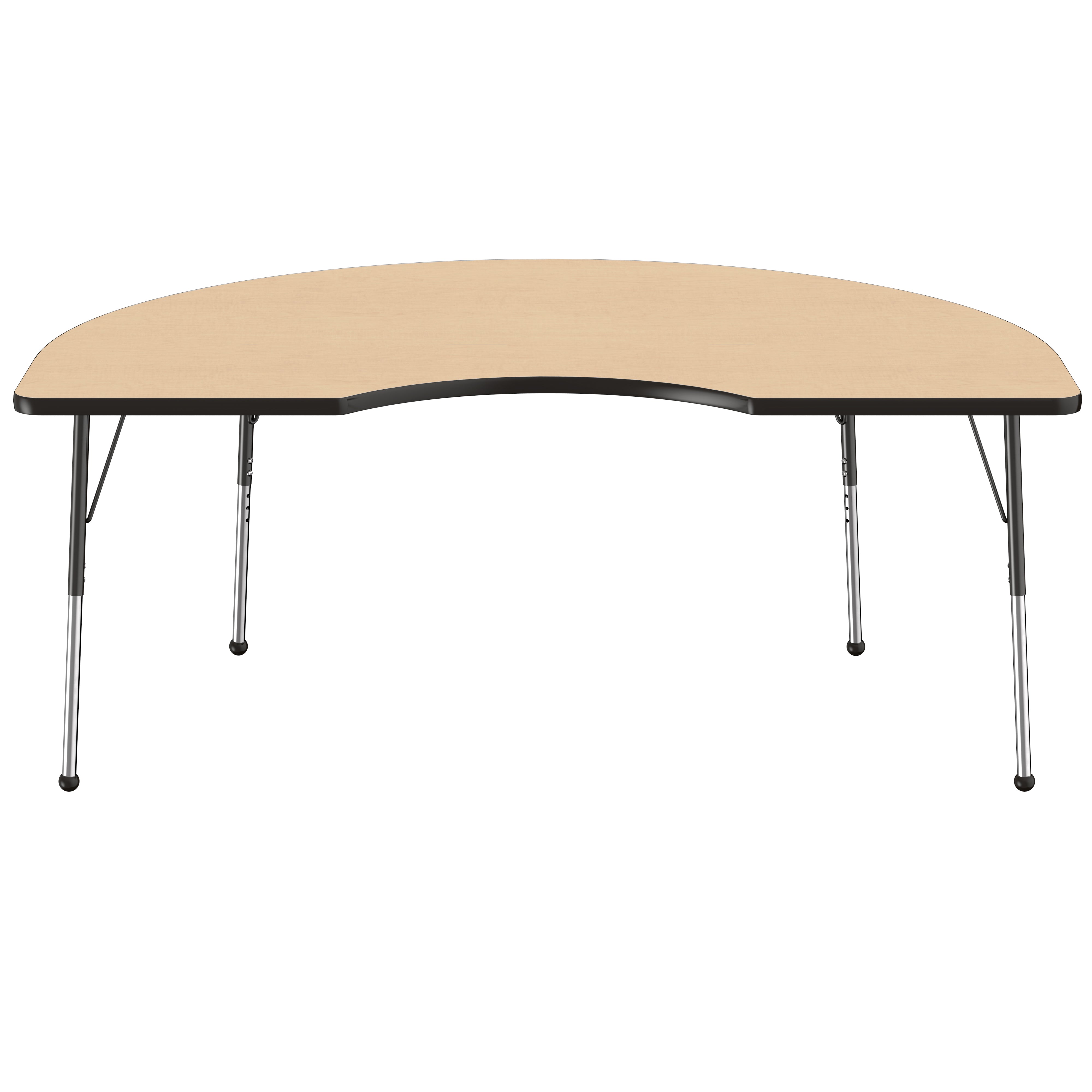 48" x 72" Kidney Thermofused Activity Table with Adjustable Standard Ball Glide Legs - Maple/Black