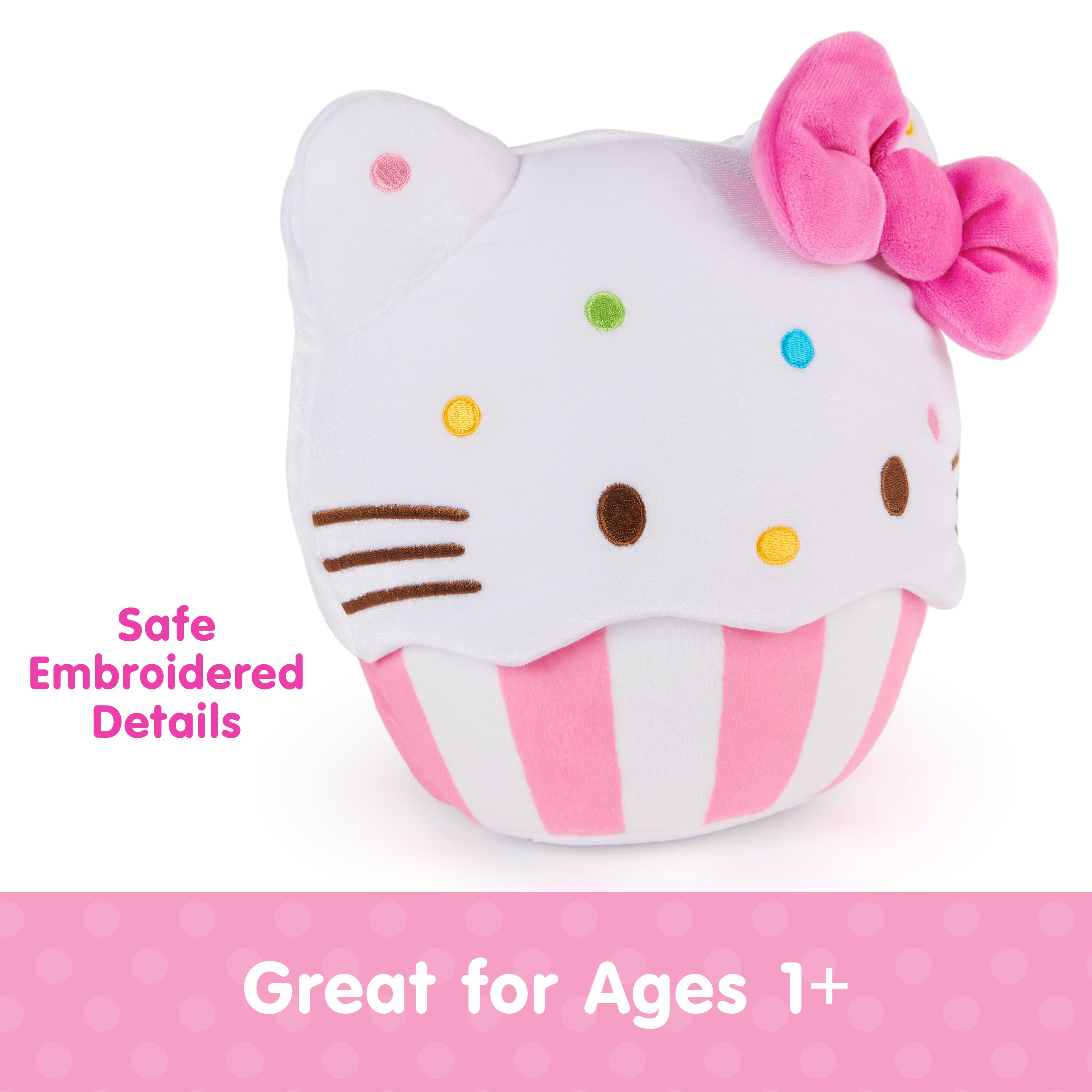 GUND Sanrio Official Hello Kitty Cupcake Plush, Stuffed Animal for Ages 1 and Up, Pink/White, 8”