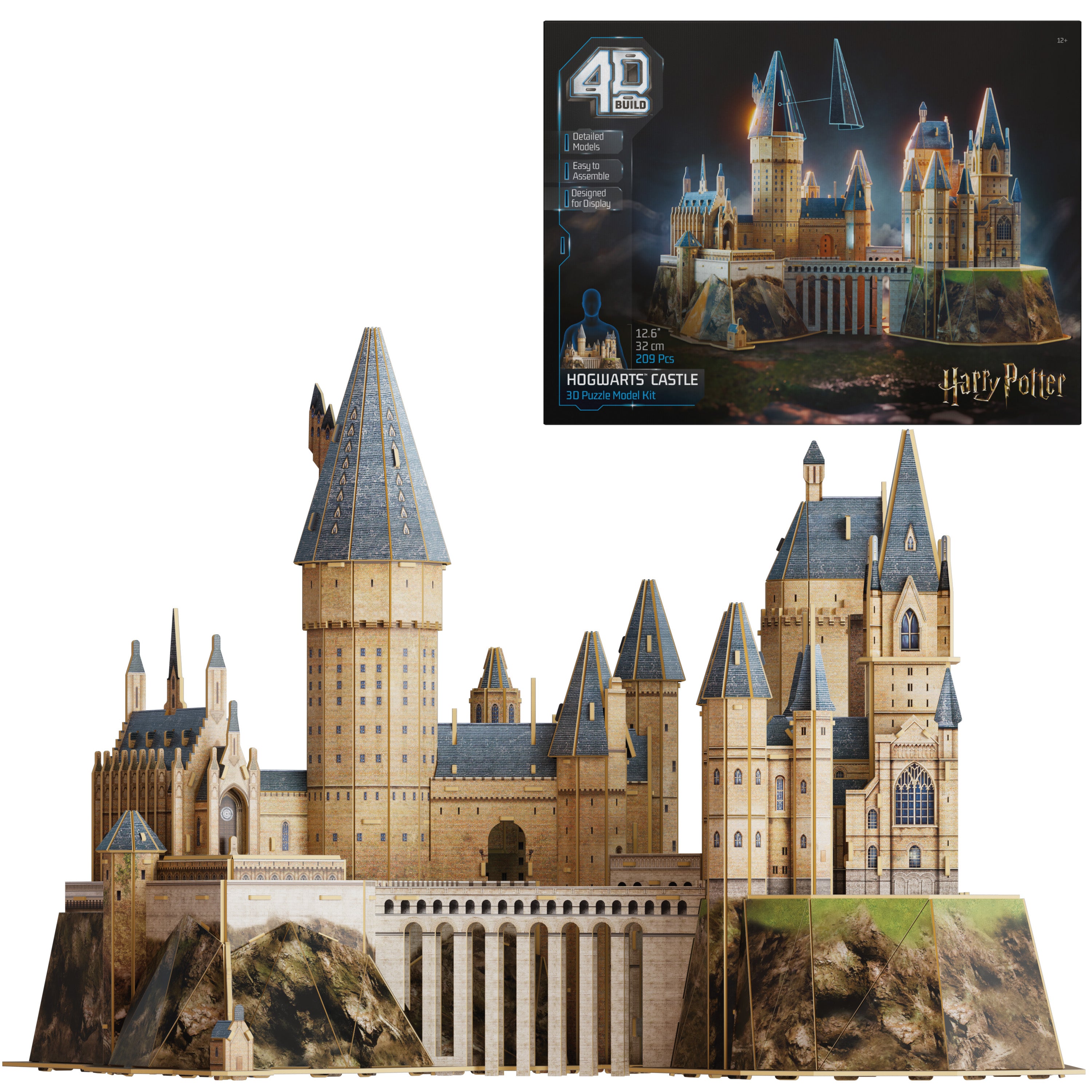 4D Build, Harry Potter Hogwarts Castle 3D Model Kit, Harry Potter Collectibles & Desk Decor, Adult Puzzle, Building Toys, 209 Pieces, 3D Puzzles for Ages 12 & Up