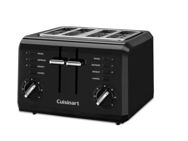 4 Slice Compact Plastic Toaster - Black