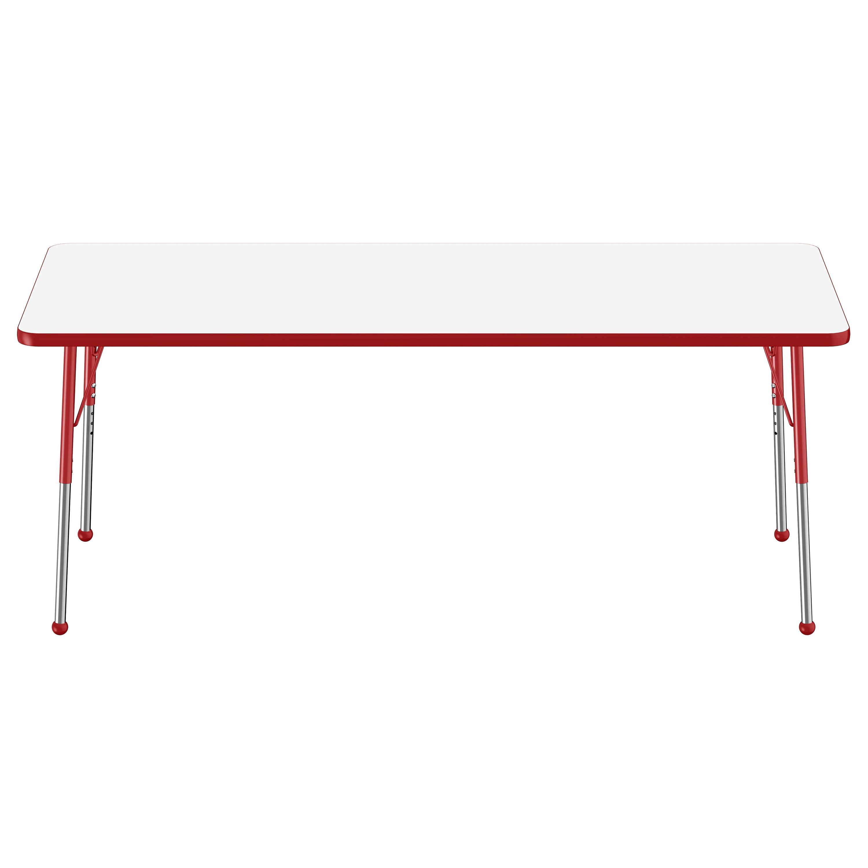 30" x 72" Rectangle Dry-Erase Activity Table with Adjustable Standard Ball Glide Legs - Whiteboard/Red