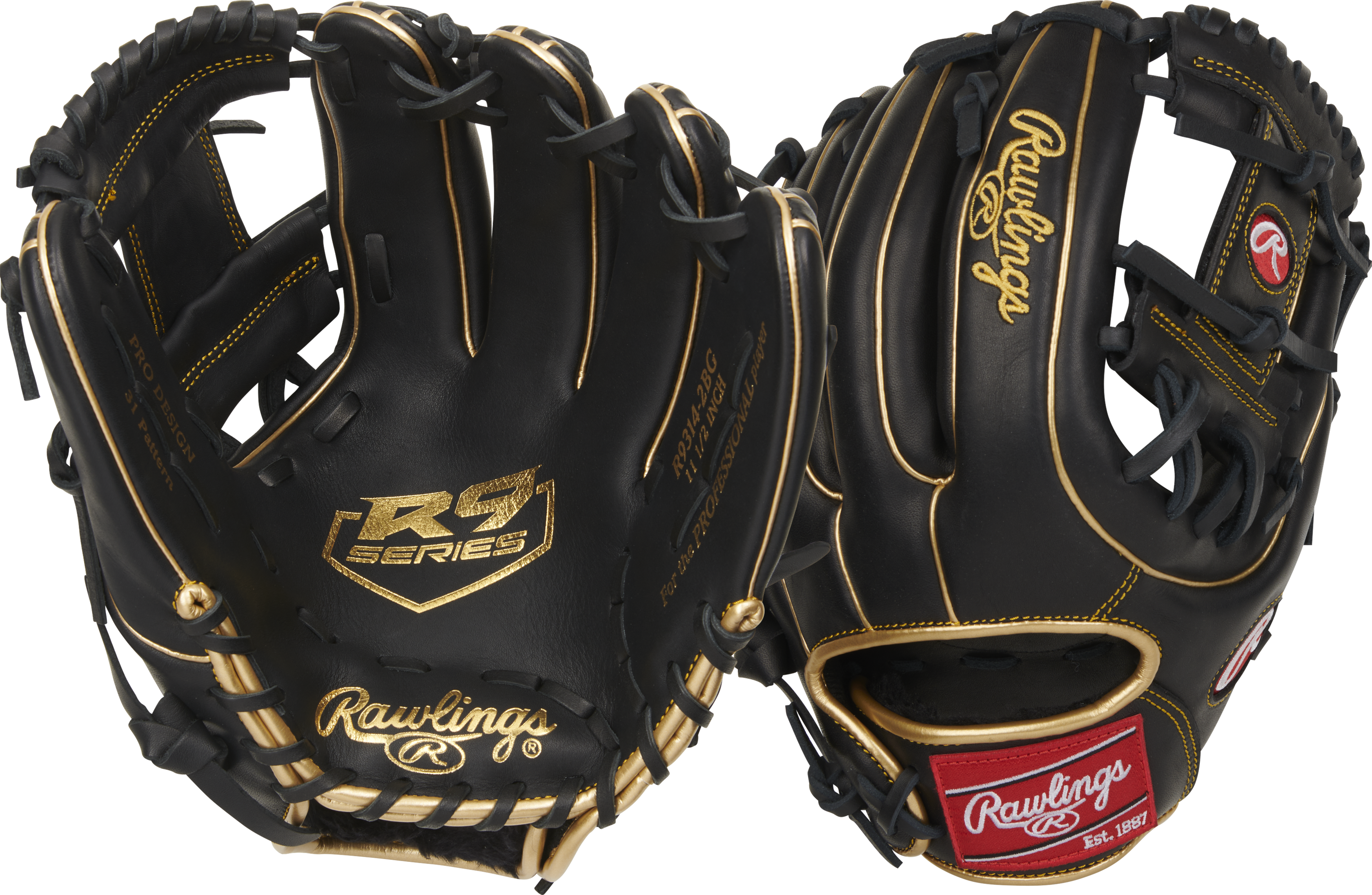 Rawlings R9 Baseball Series 11.5-Inch Baseball Glove - Right Hand Thrower - Black