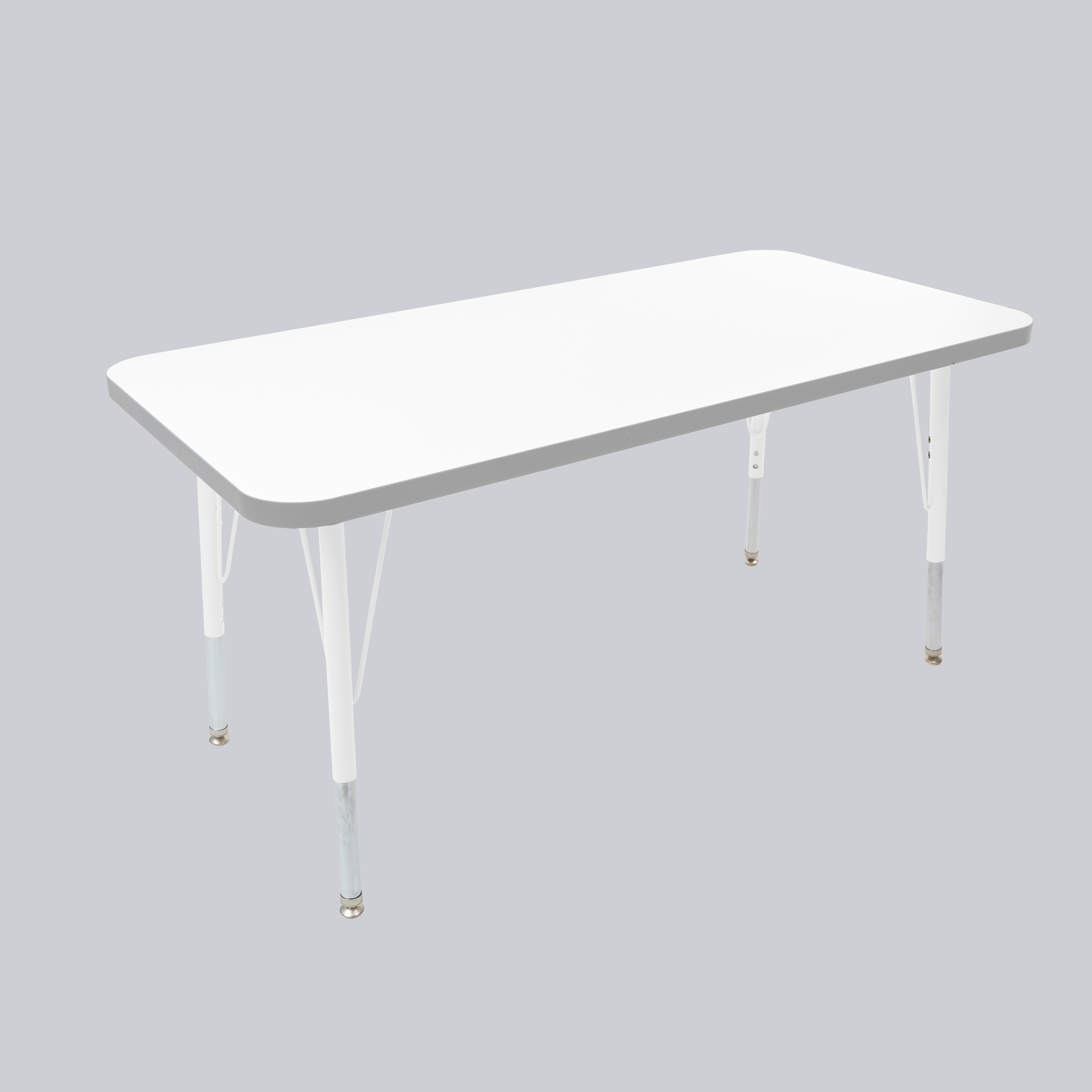 24" x 48" Rectangle Thermofused Activity Table with Adjustable Standard Swivel Glide Legs - White/Light Gray/White