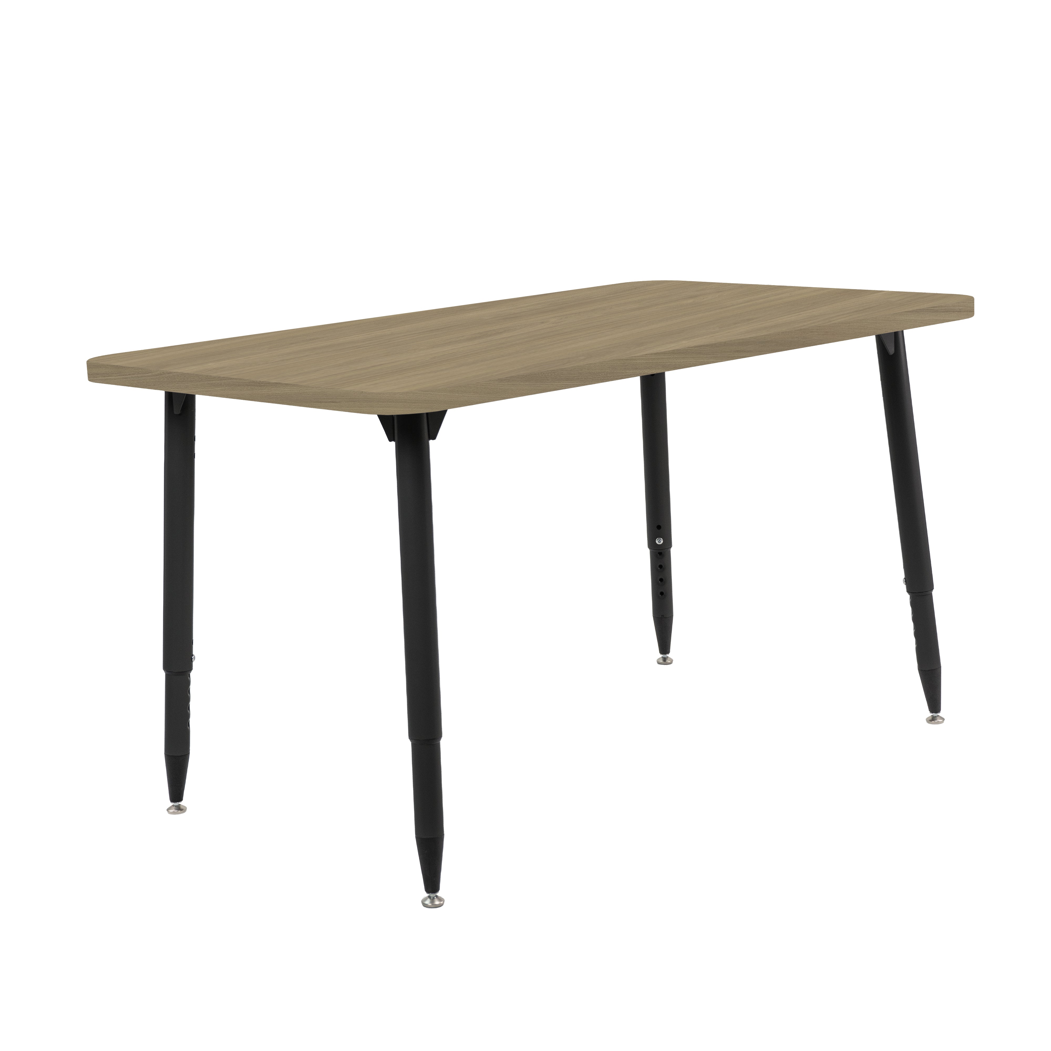 Adapte 30" x 48" Rectangle Woodgrain Activity Table with Adjustable Tapered Legs - Pasadena Oak/Black