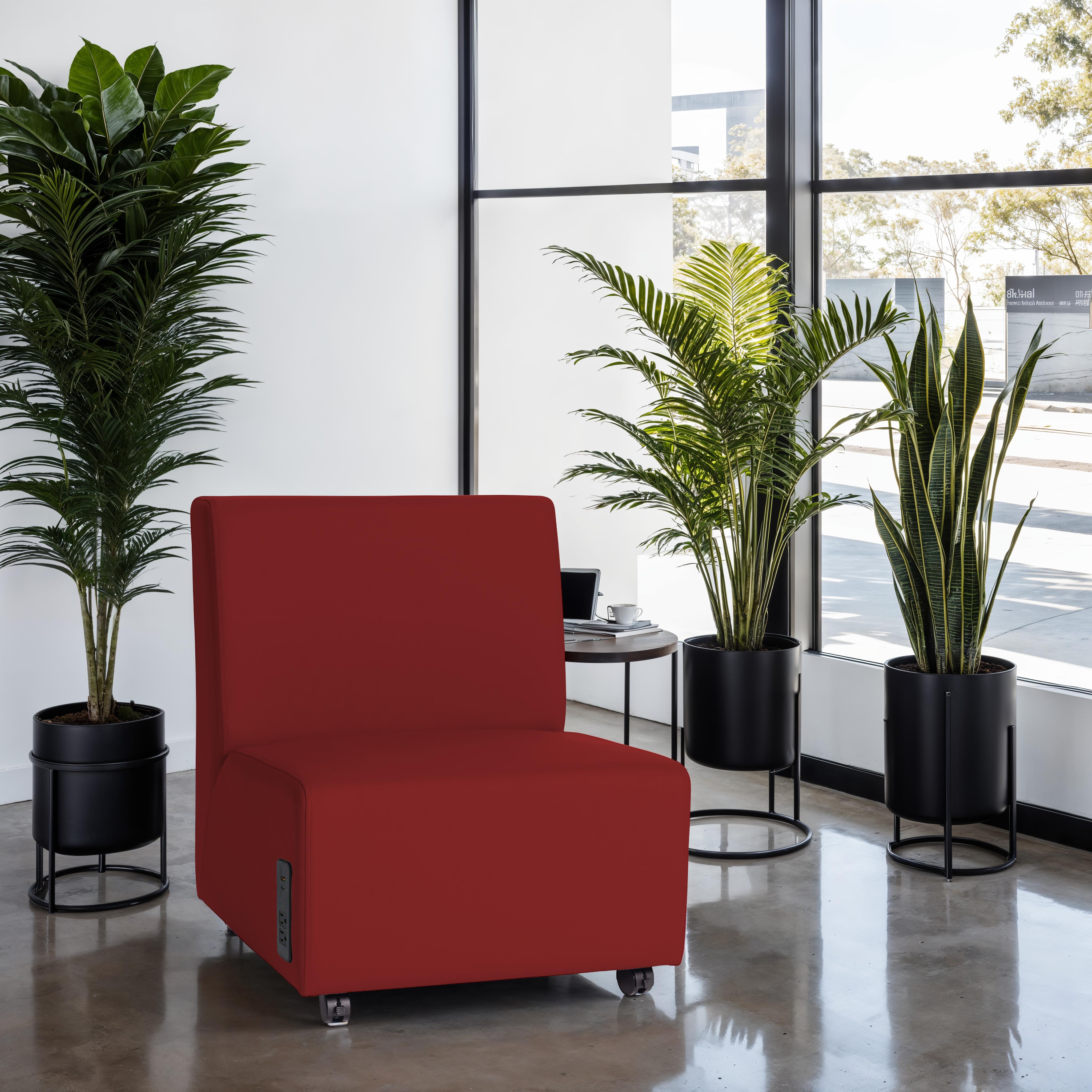 Pro Series Upholstered Armless Mobile Chair with Tech Panel - Crimson