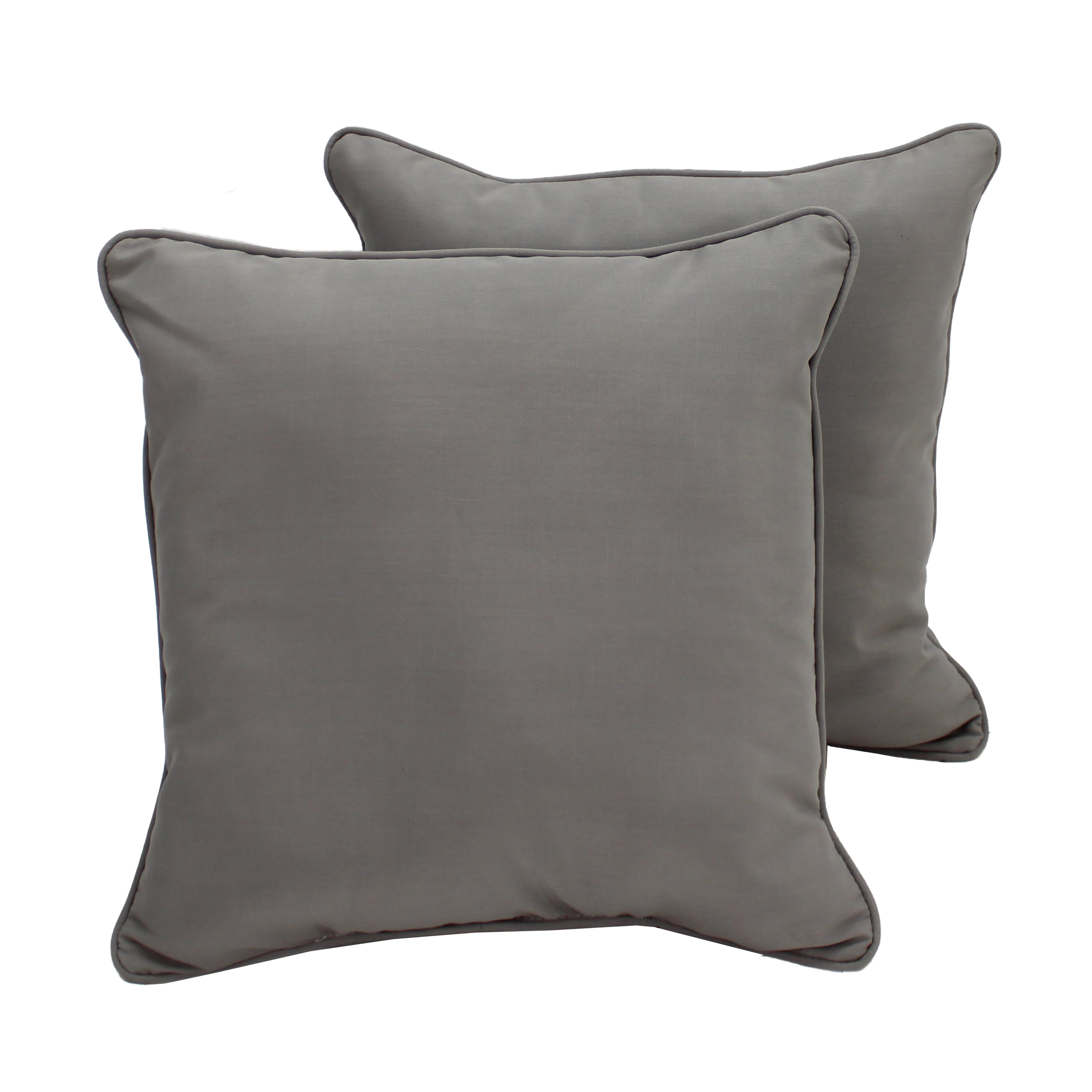 Presidio 24" x 24" Square Indoor/Outdoor Pillow with Piping, 2-Piece - Gray