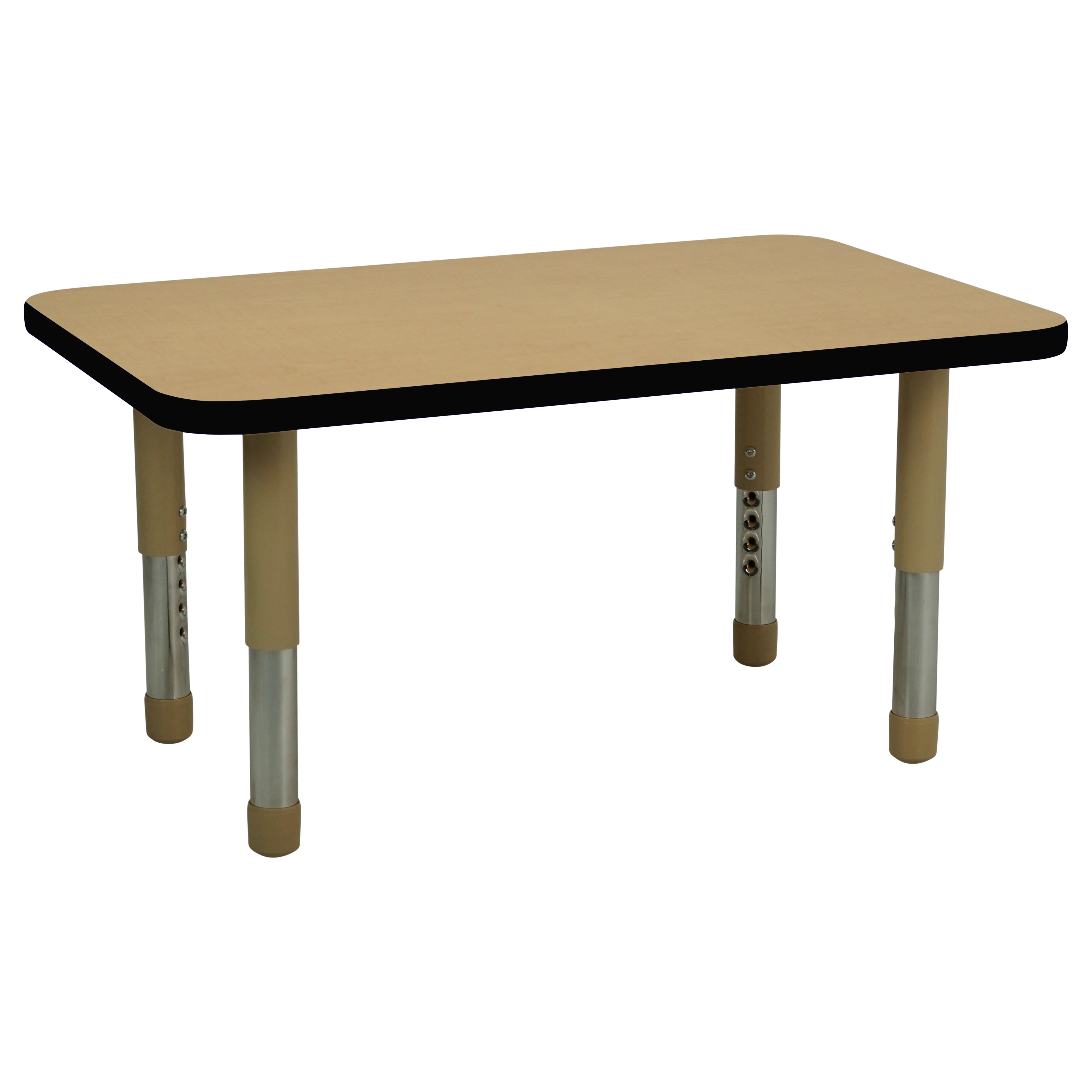24" x 36" Rectangle T-Molding Activity Table with Adjustable Tiny Tot Legs - Maple/Black/Sand