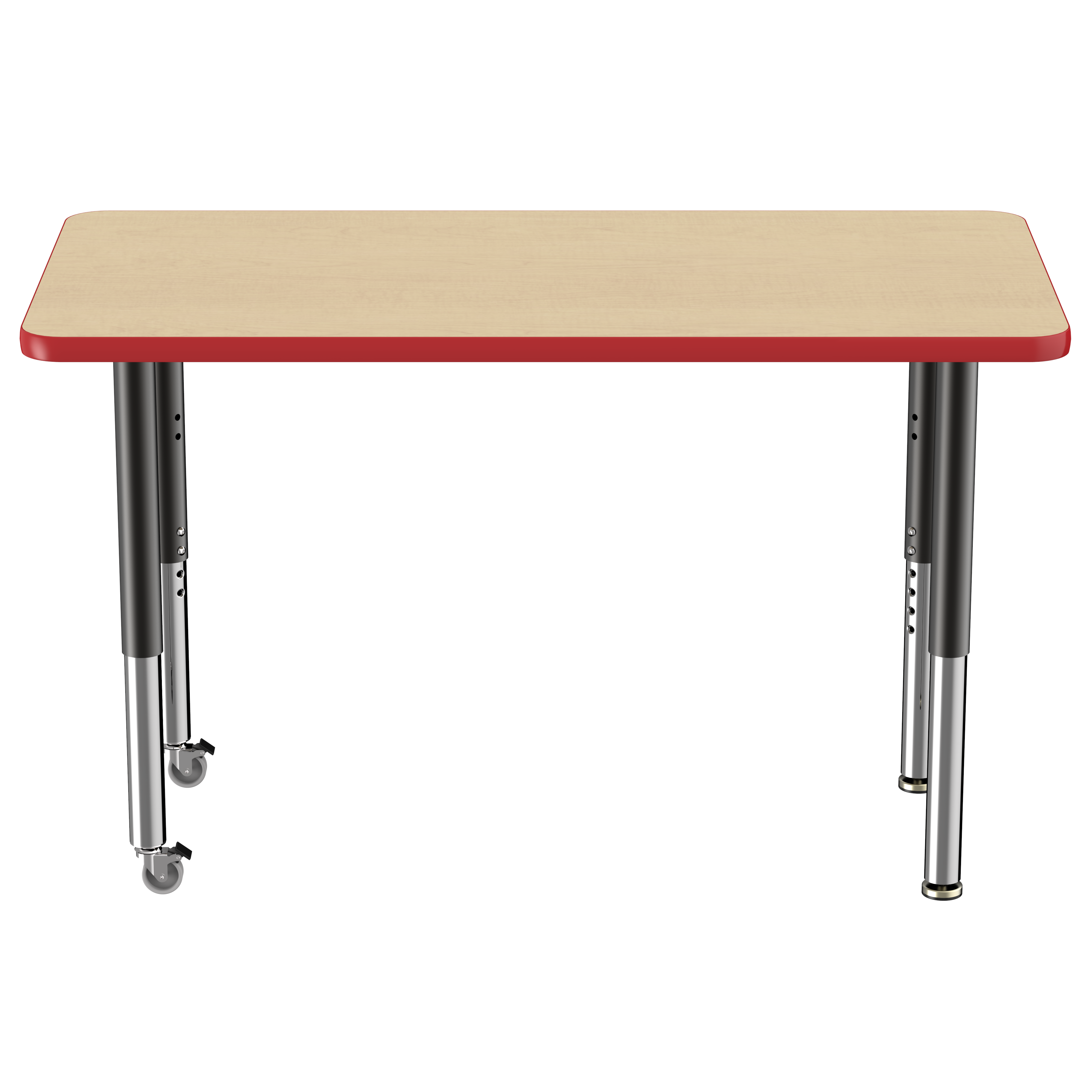 24" x 48" Rectangle T-Molding Activity Table with Adjustable Super Legs - Maple/Red/Black