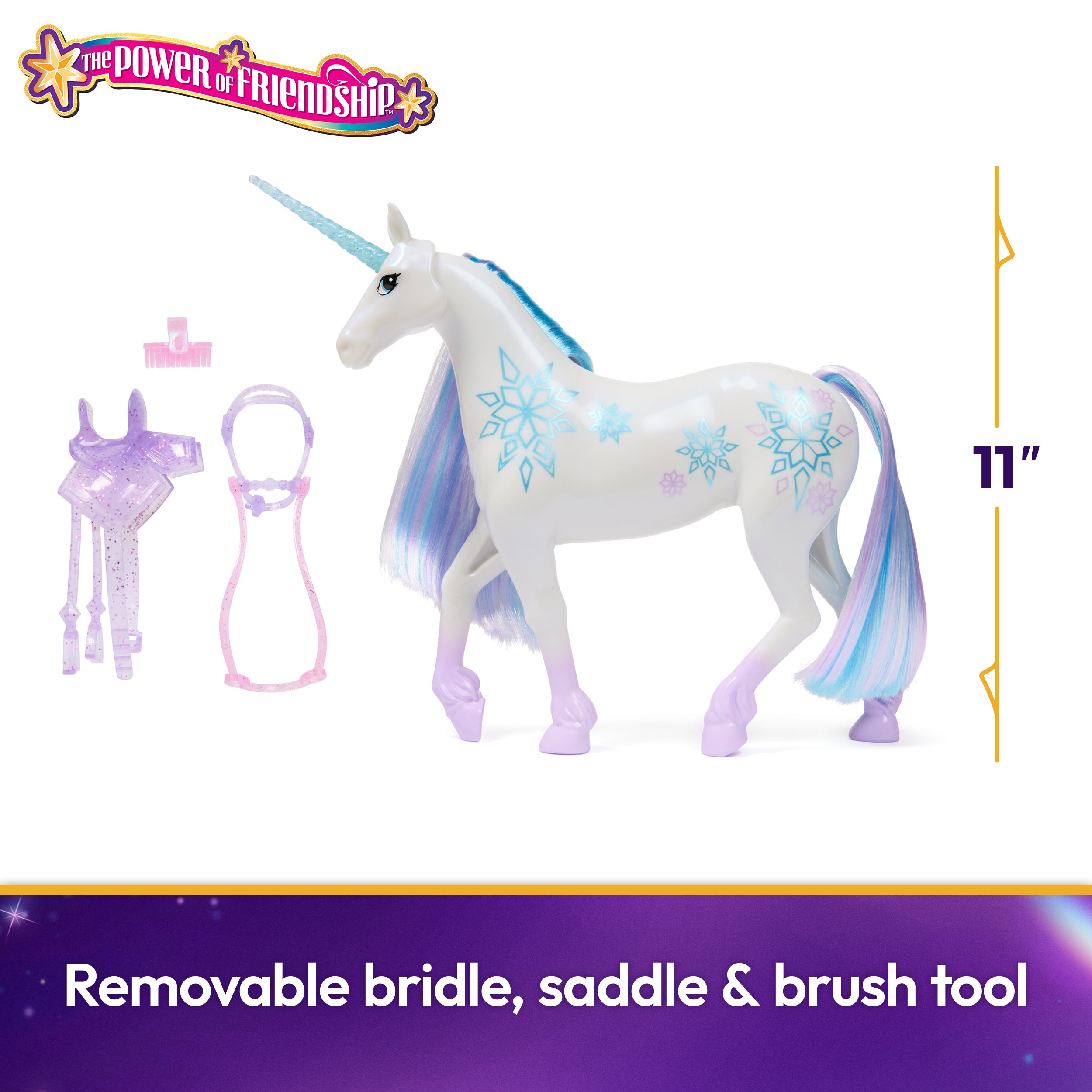 Unicorn Academy, Power of Friendship Glacier with Translucent Saddle & Bridle, 11”, Dolls & Unicorn Toys for Girls Ages 4 and up