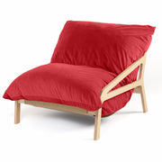 Pillow Saxx Dream Lounger with Wood Frame - 3-in-1 Bean Bag Accent Chair, Recliner & Sleeper, Lush Velvet Merlot