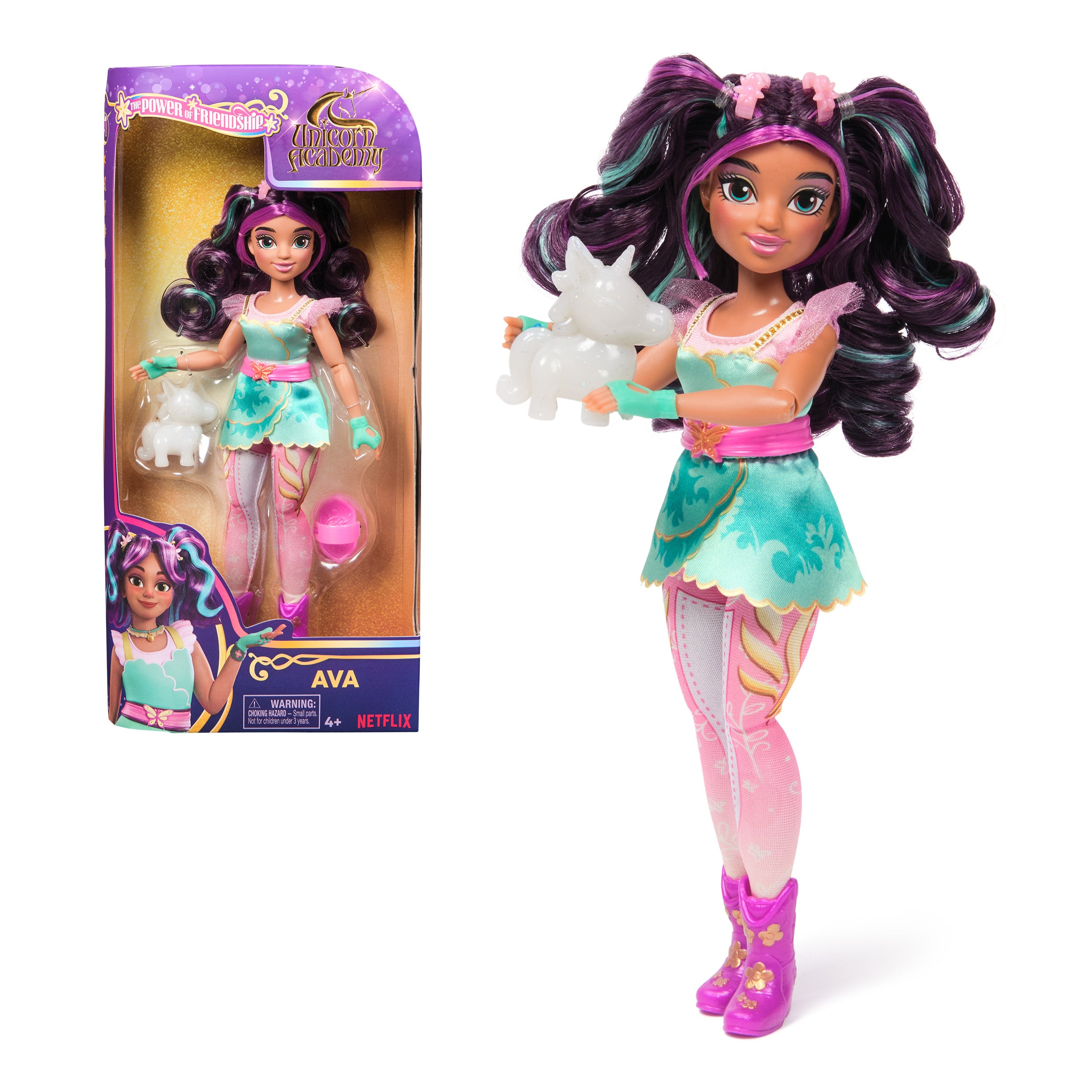Unicorn Academy, Power of Friendship Ava Doll with Plushie Figure & 7 Fashion Accessories, 9.5”, Dolls & Unicorn Toys for Girls Ages 4 and up