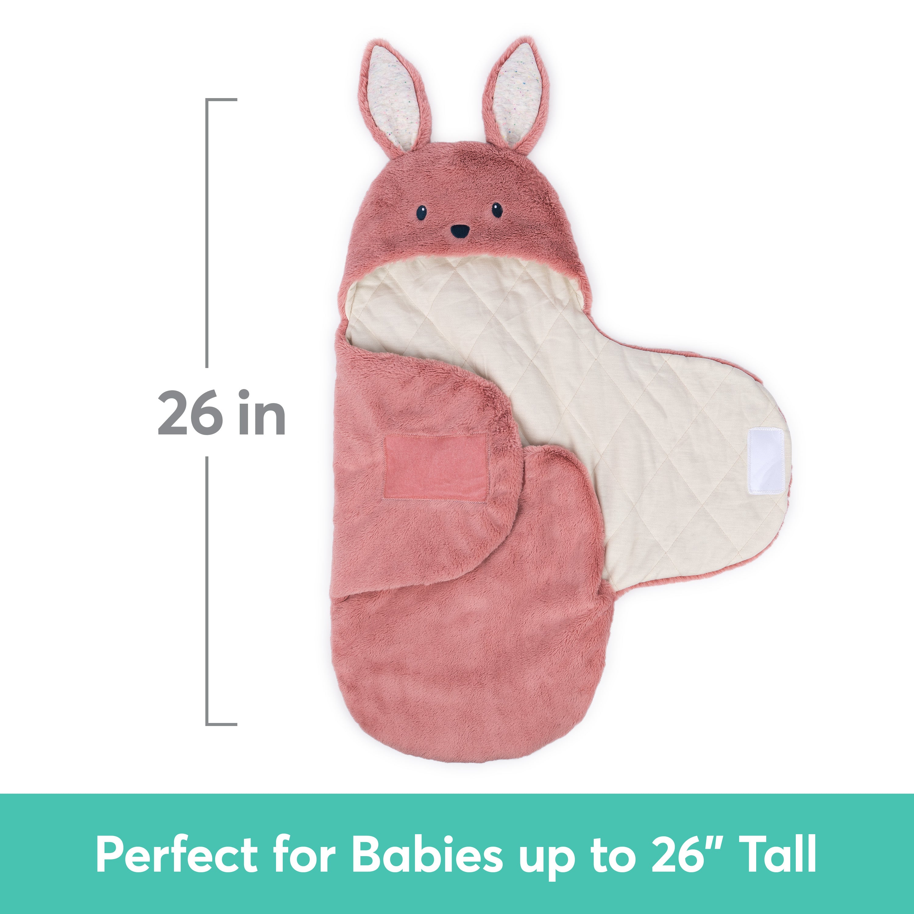 Baby GUND Oh So Snuggly Bunny Blanket Wrap, Plush Hooded Baby Blanket Wrap for Newborns, Pink/Cream, 26”