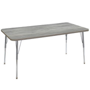 36" x 72" Rectangle La Madera Activity Table with Standard Legs - Light Gray Wood/Silver