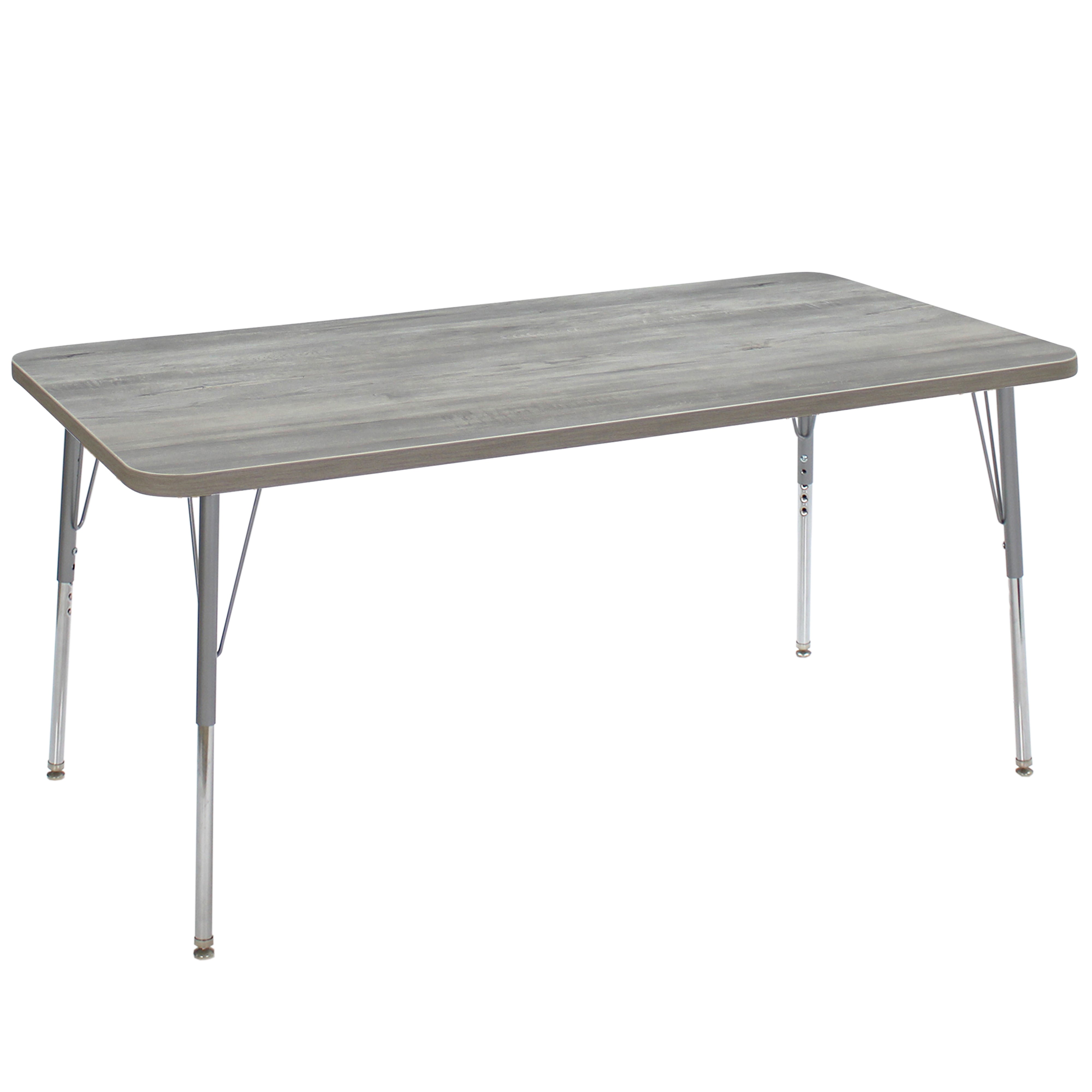 36" x 72" Rectangle La Madera Activity Table with Standard Legs - Light Gray Wood/Silver