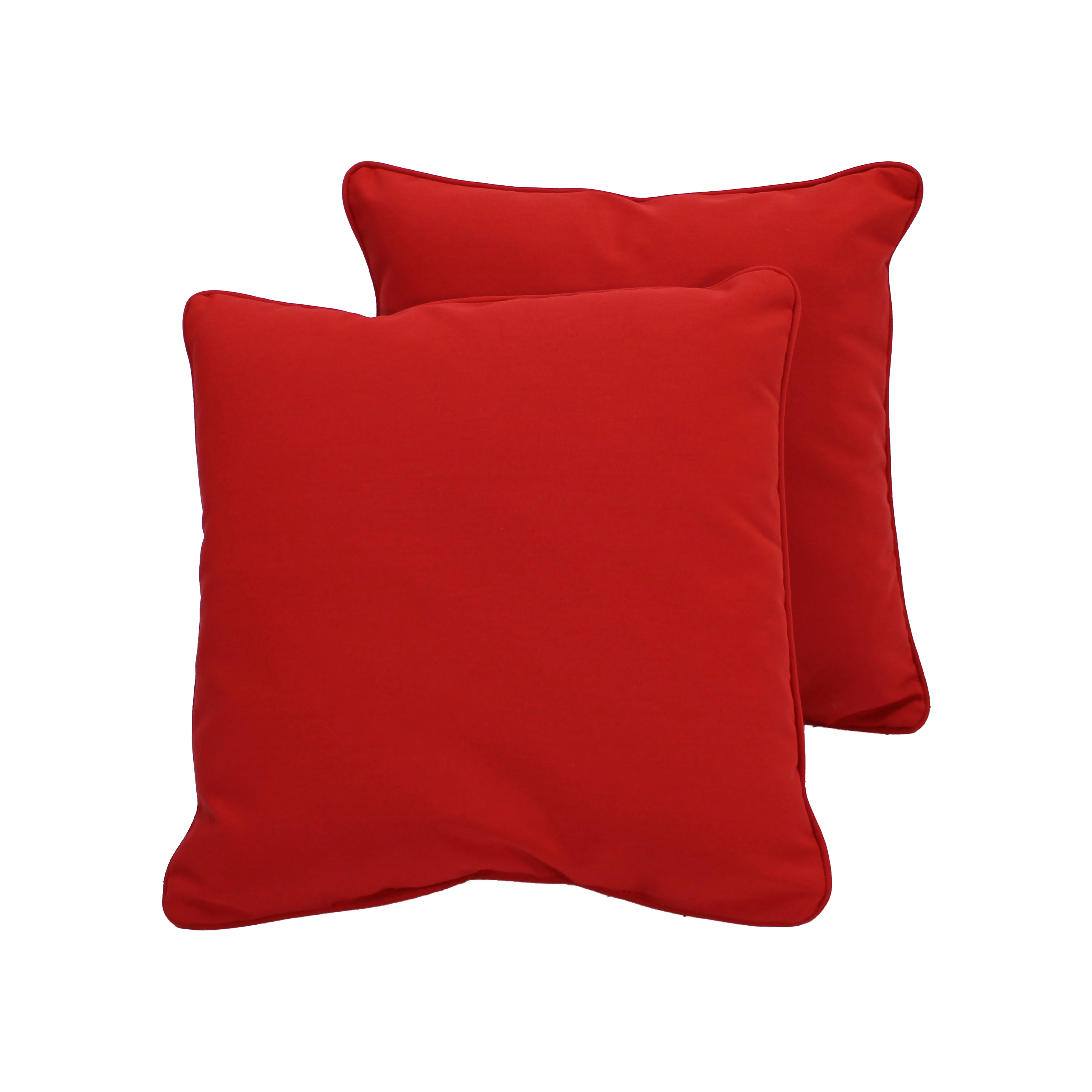 Presidio 15" x 15" Square Indoor/Outdoor Pillow with Piping, 2-Piece - Red