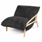 Pillow Saxx Dream Lounger with Wood Frame - 3-in-1 Bean Bag Accent Chair, Recliner & Sleeper Mondo Fur Black