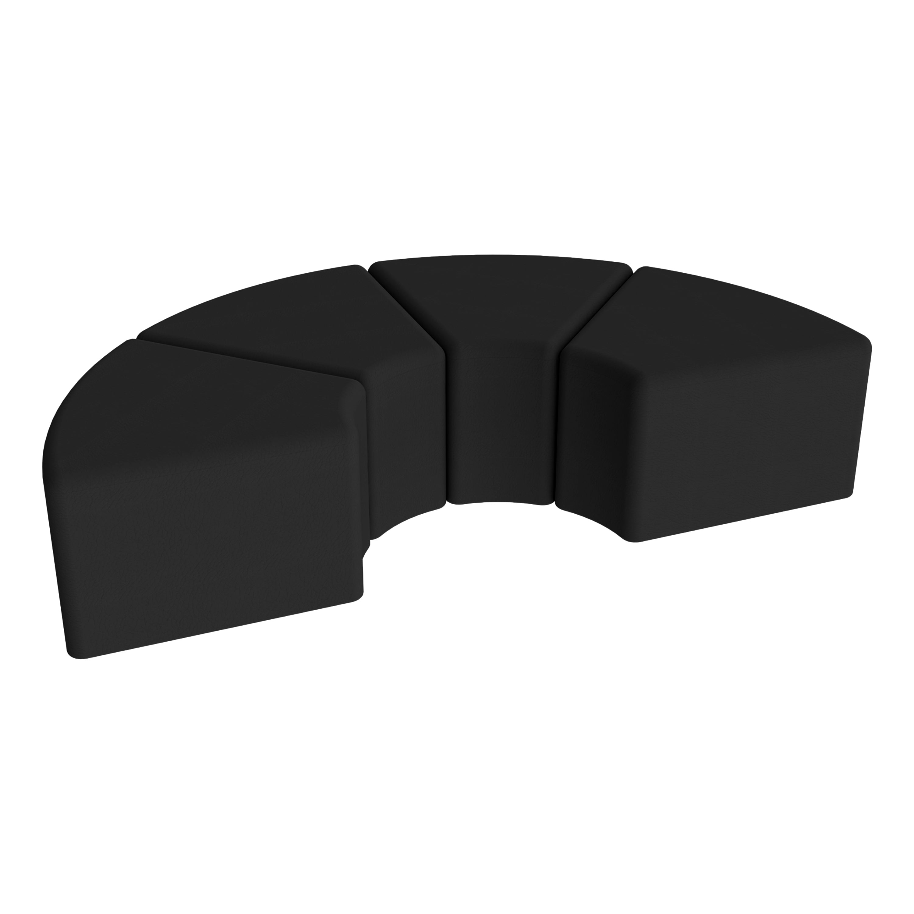 Pro Series Upholstered Arc Ottoman 12" Height, 4-Piece - Black