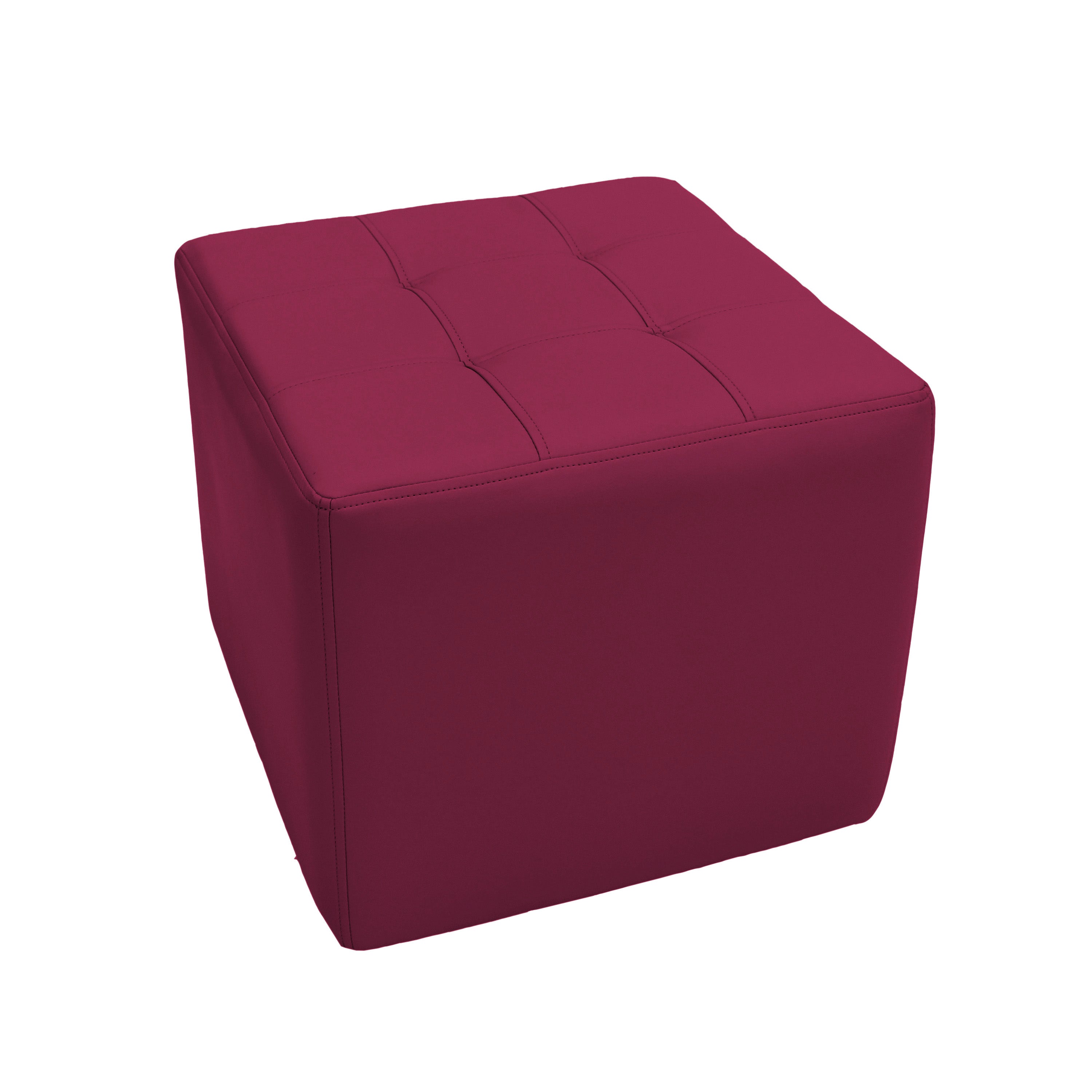 Tufted Square Ottoman 16" Height - Raspberry