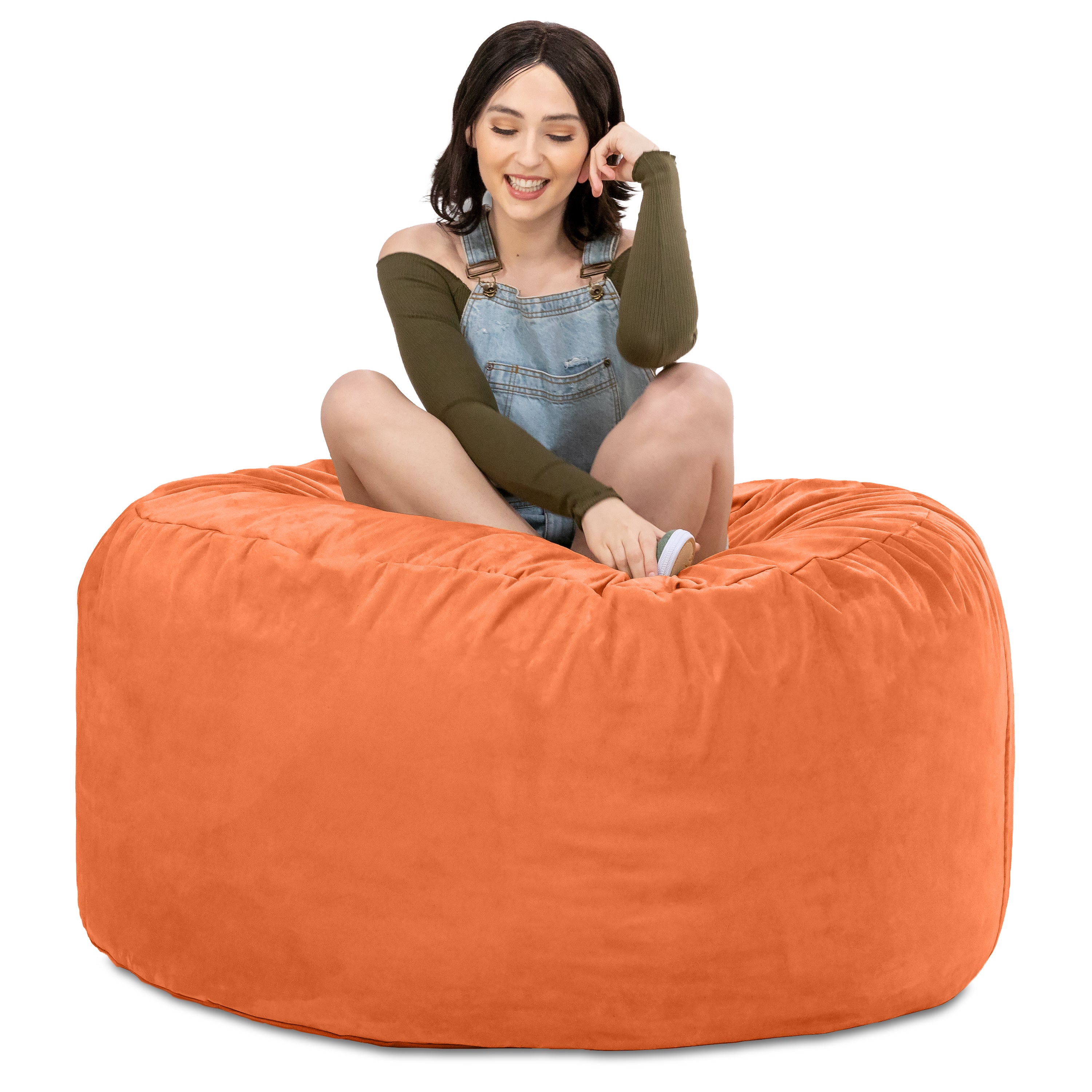 Jaxx 4 ft Round Bean Bag Chair for Adults, Mandarin