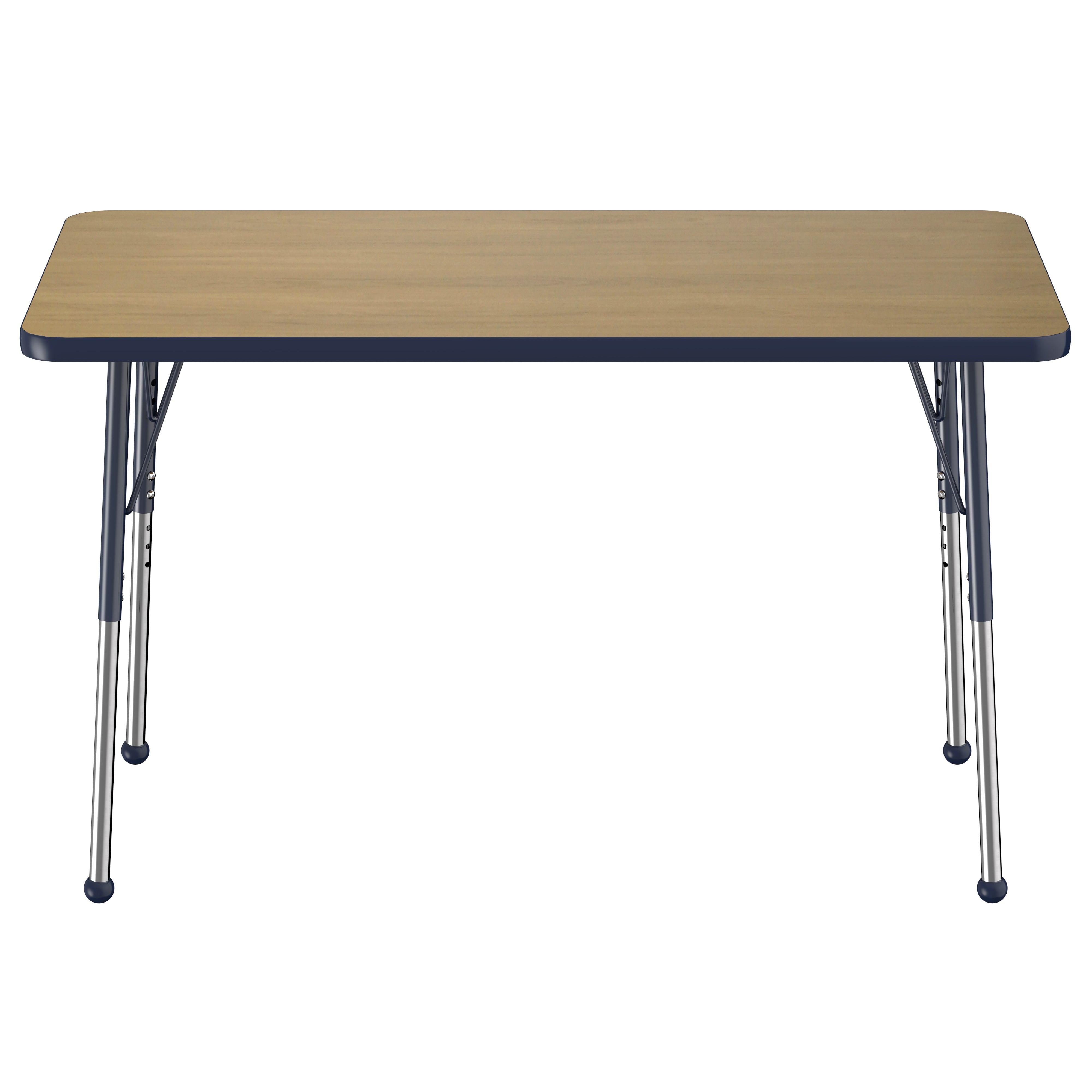 24" x 48" Rectangle T-Molding Activity Table with Adjustable Standard Ball Glide Legs - Pasadena Oak/Navy