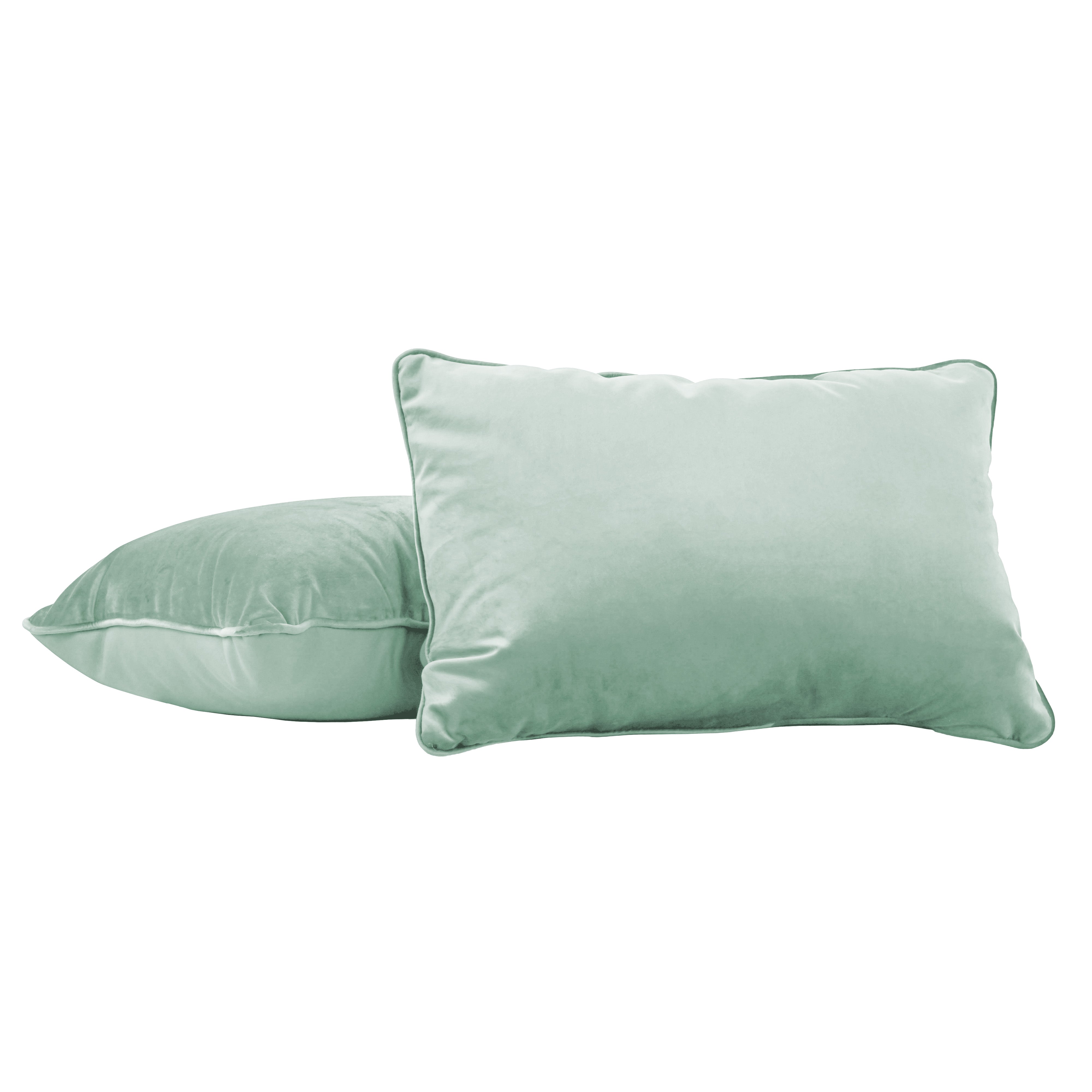 16" x 24" Rectangle Lumbar Microfiber and Faux Leather Pillow with Piping, 2-Piece - Aloe