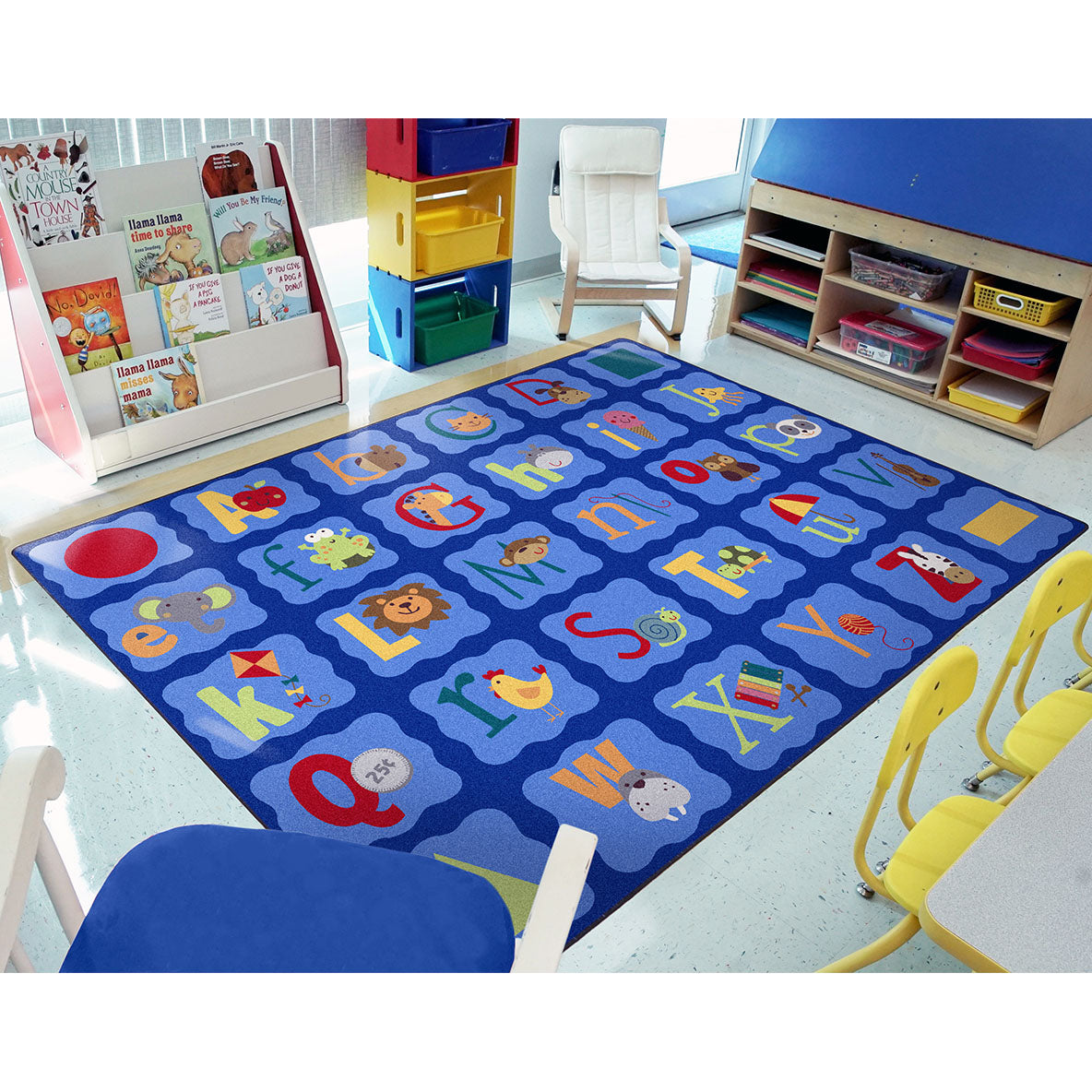 Alphabet Blues 10'9" x 13'2" area rug in color Multi