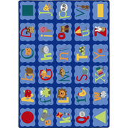 Alphabet Blues 7'8" x 10'9" area rug in color Multi