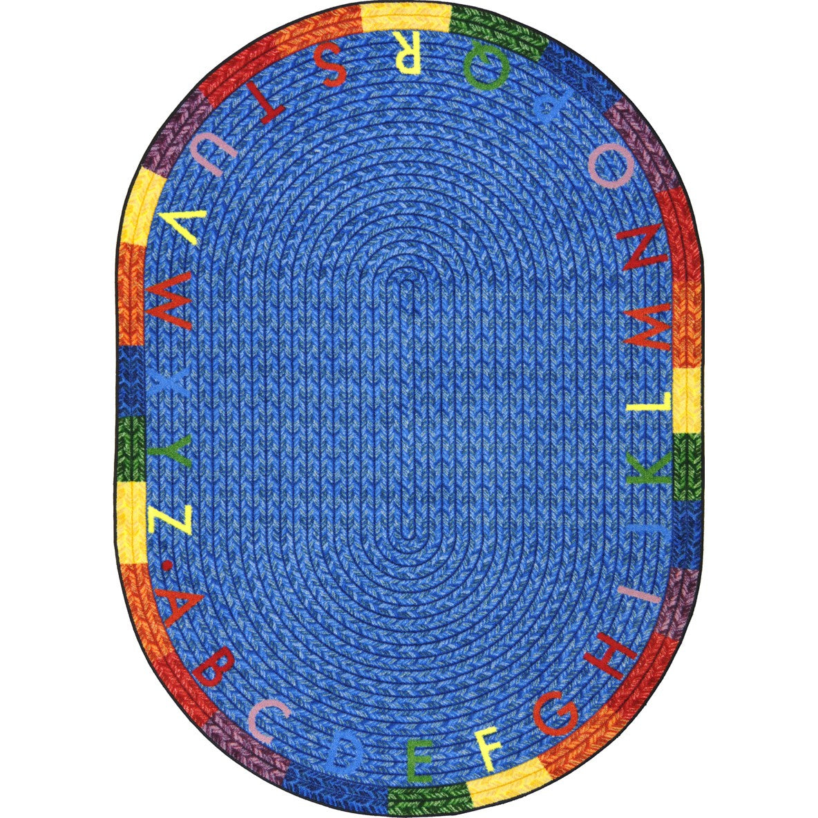 Alphabet Braid 10'9" x 13'2" Oval area rug in color Multi