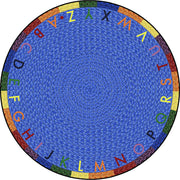 Alphabet Braid 5'4" Round area rug in color Multi
