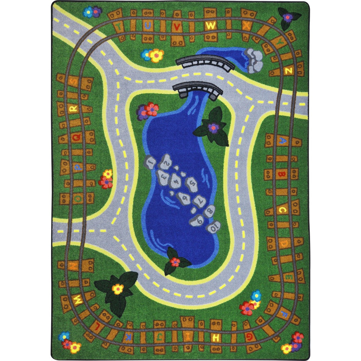 Alphabet Express 10'9" x 13'2" area rug in color Multi