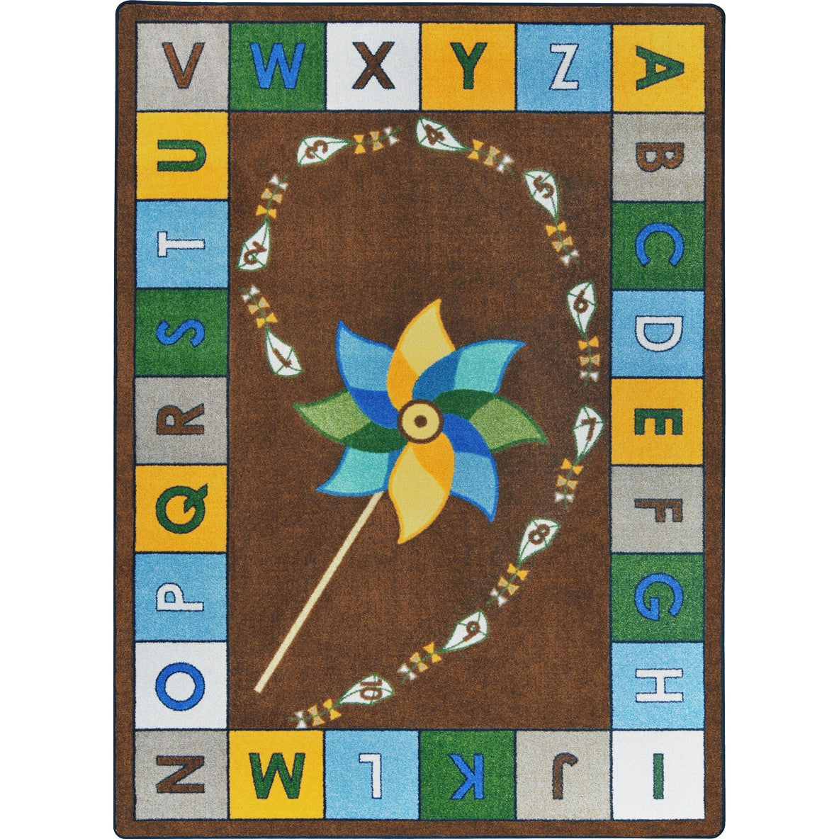 Alphabet Pinwheel 10'9" x 13'2" area rug in color Earthtone