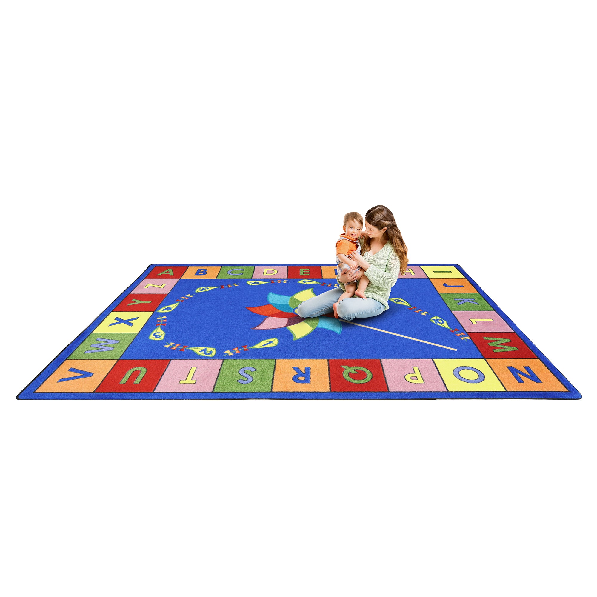 Alphabet Pinwheel 5'4" x 7'8" area rug in color Multi
