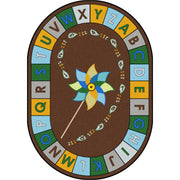 Alphabet Pinwheel 7'8" x 10'9" Oval area rug in color Earthtone