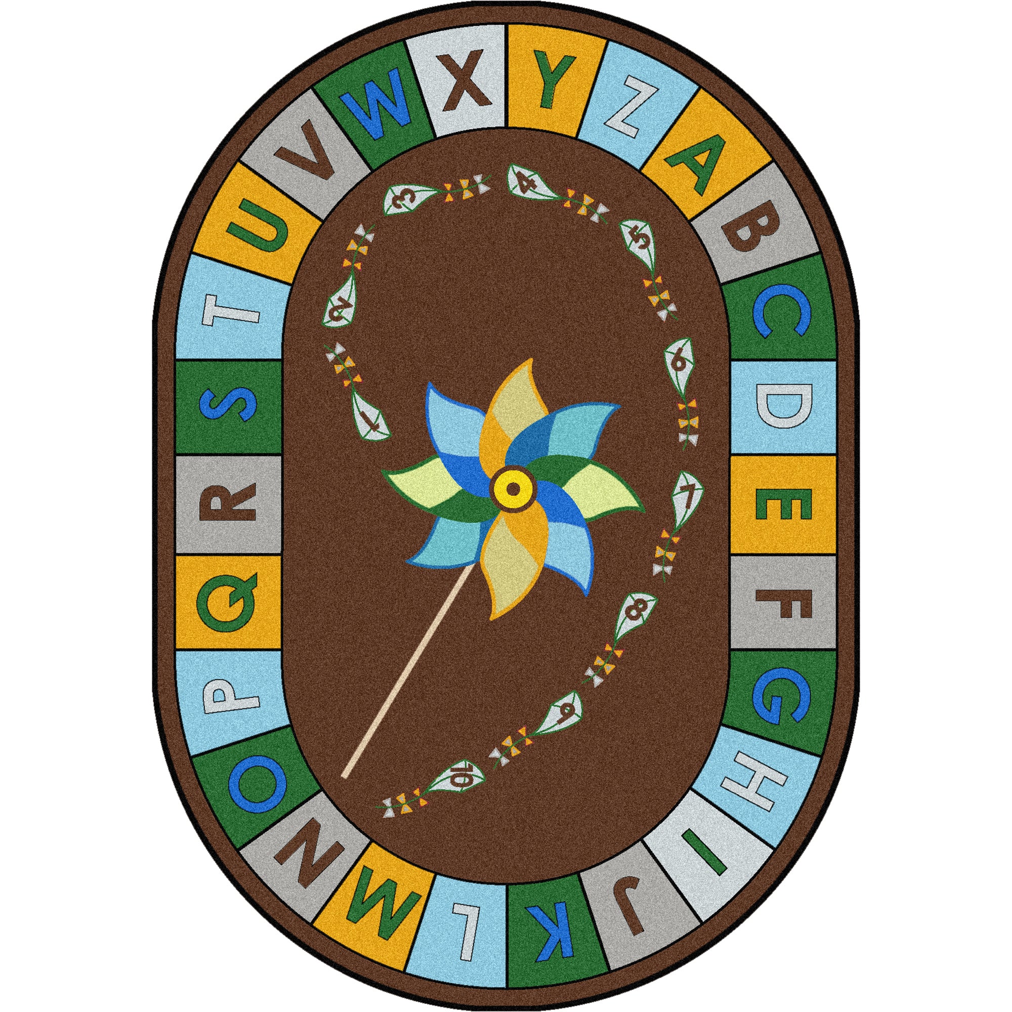 Alphabet Pinwheel 13'2" Round area rug in color Earthtone