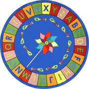 Alphabet Pinwheel 13'2" Round area rug in color Multi