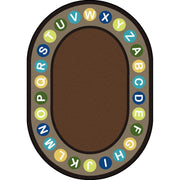 Alphabet Spots 10'9" x 13'2" Oval area rug in color Earthtone
