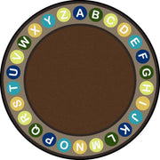 Alphabet Spots 7'7" Round area rug in color Earthtone