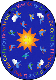 Alphabet Tweet 7'8" x 10'9" Oval area rug in color Multi