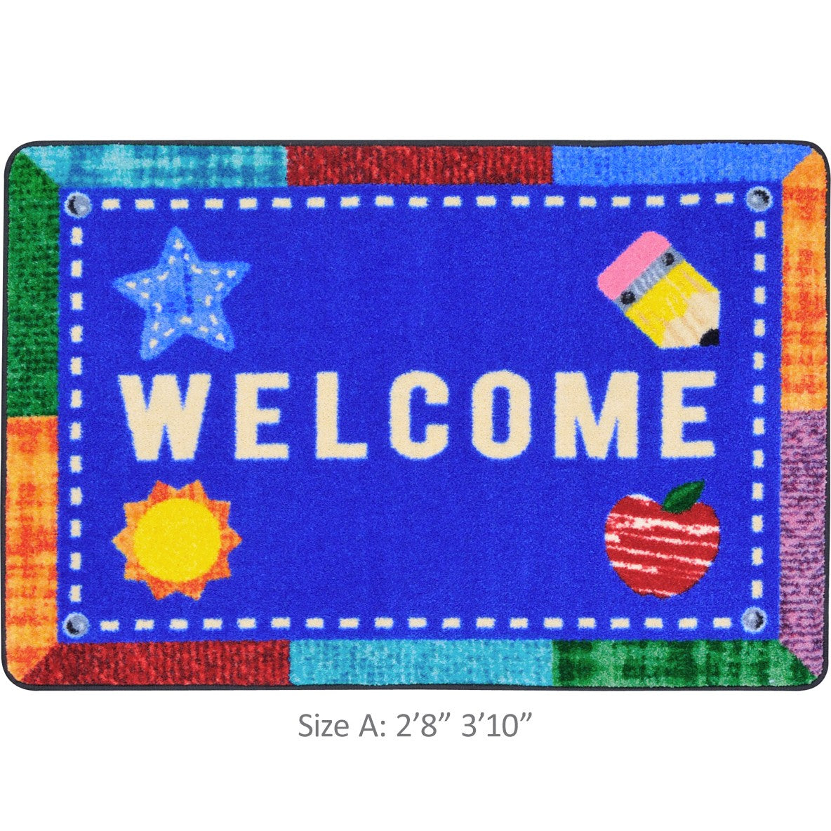 Alphabet Upcycle 2'8" x 3'10" area rug in color Multi