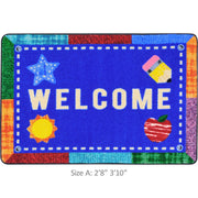 Alphabet Upcycle 2'8" x 3'10" area rug in color Multi