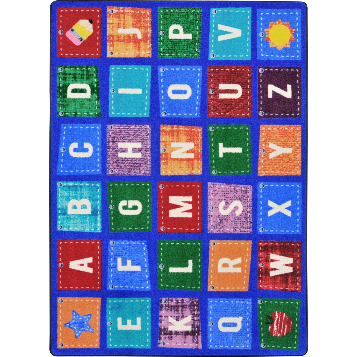 Alphabet Upcycle 7'8" x 10'9" area rug in color Multi