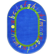 AlphaScript 5'4" x 7'8" Oval area rug in color Blue